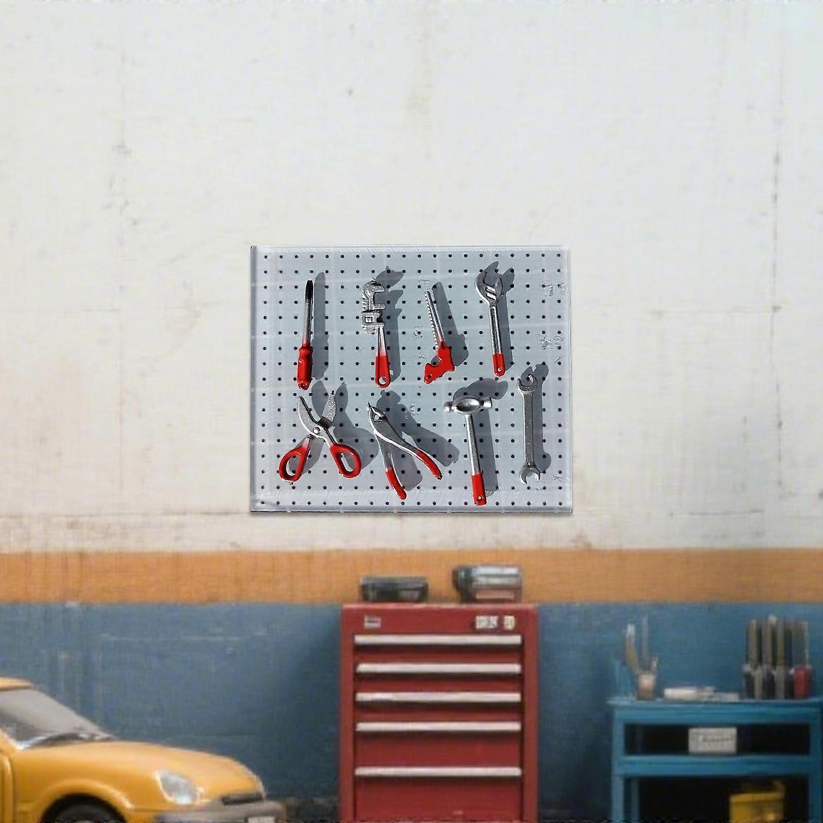 1/64 Scale Garage Tool Collection of 8 Pieces with Pegboard for DIY Projects