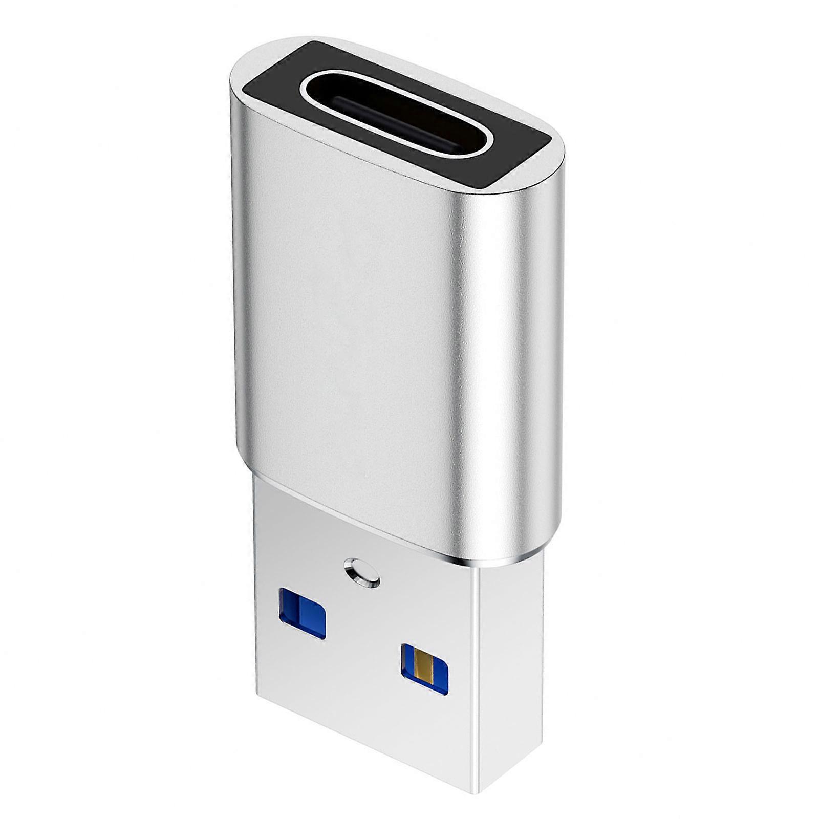 Durability Aluminum USB3.0 To Type C Adapter 5Gbps Data Syncing Plugs And Play Function For Multiple Digital Gadgets  Silver