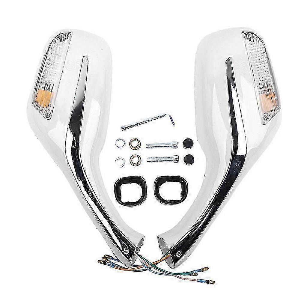 Motorcycle Scooter Rearview Side Mirrors with LED Turn Signal Light Universal