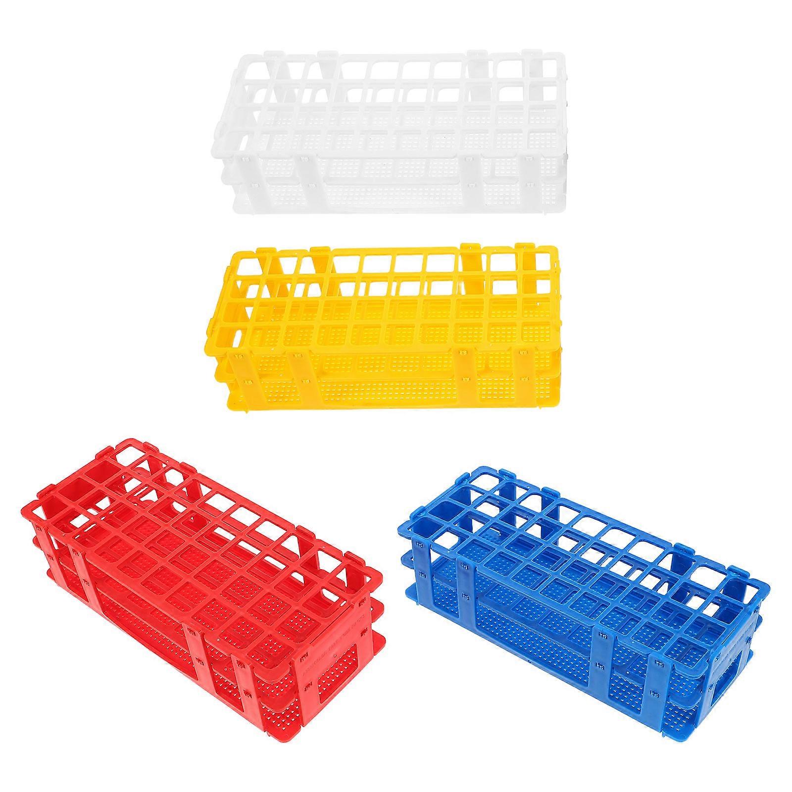 Laboratory Test Tube Rack Plastic Holder for Storage Use 4Pcs Assorted Color