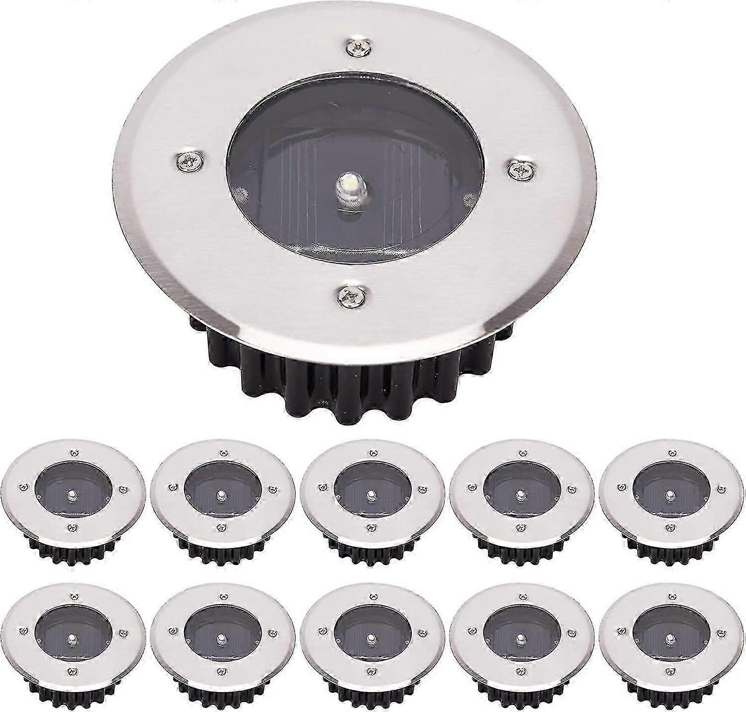 Led Solar Ground Light 10 Pack,ip65 Waterproof (cool White, Round) [energy Class A+]