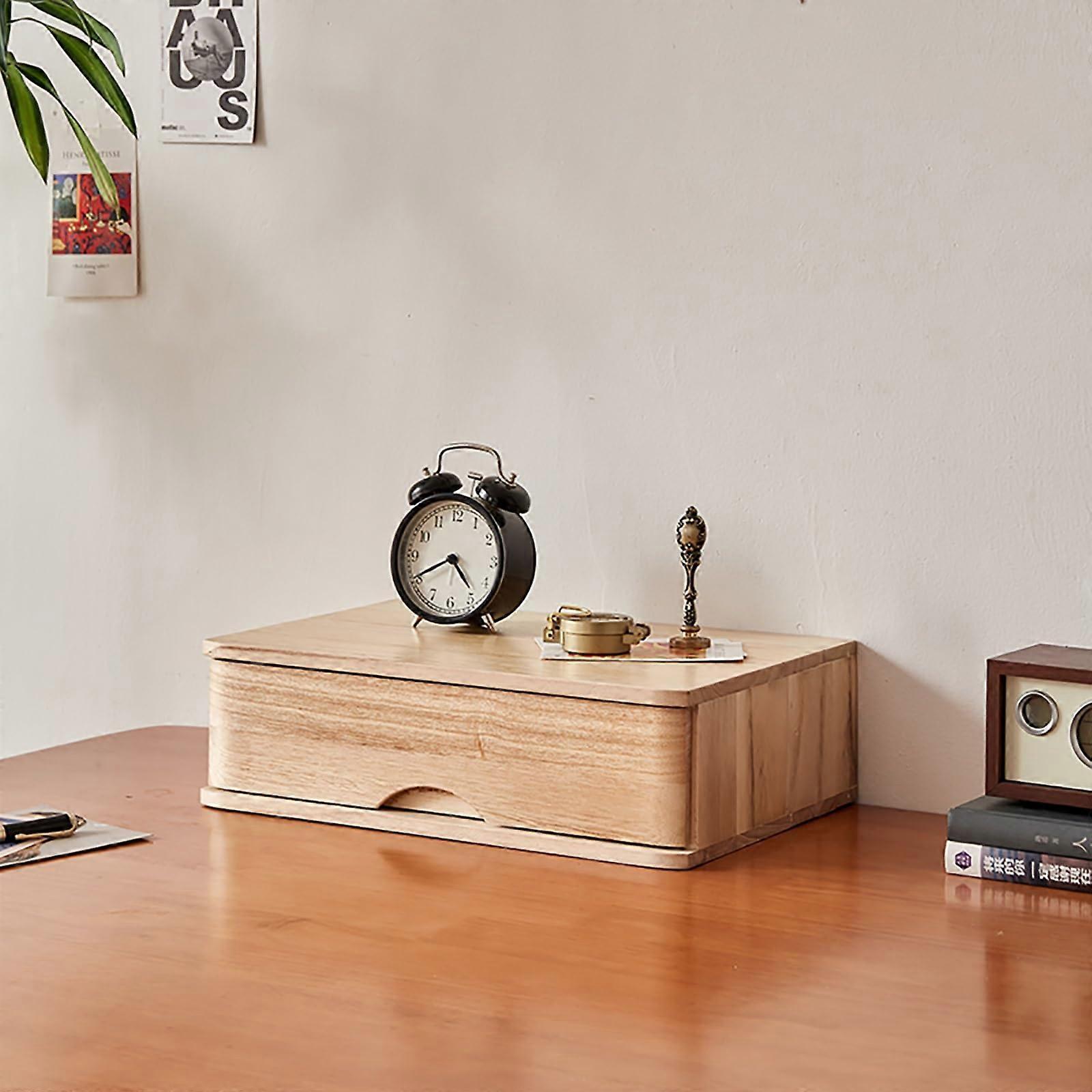 Wooden File Cabinet with Drawer and Elevated Racks for Home Office SpaceSaving Storage
