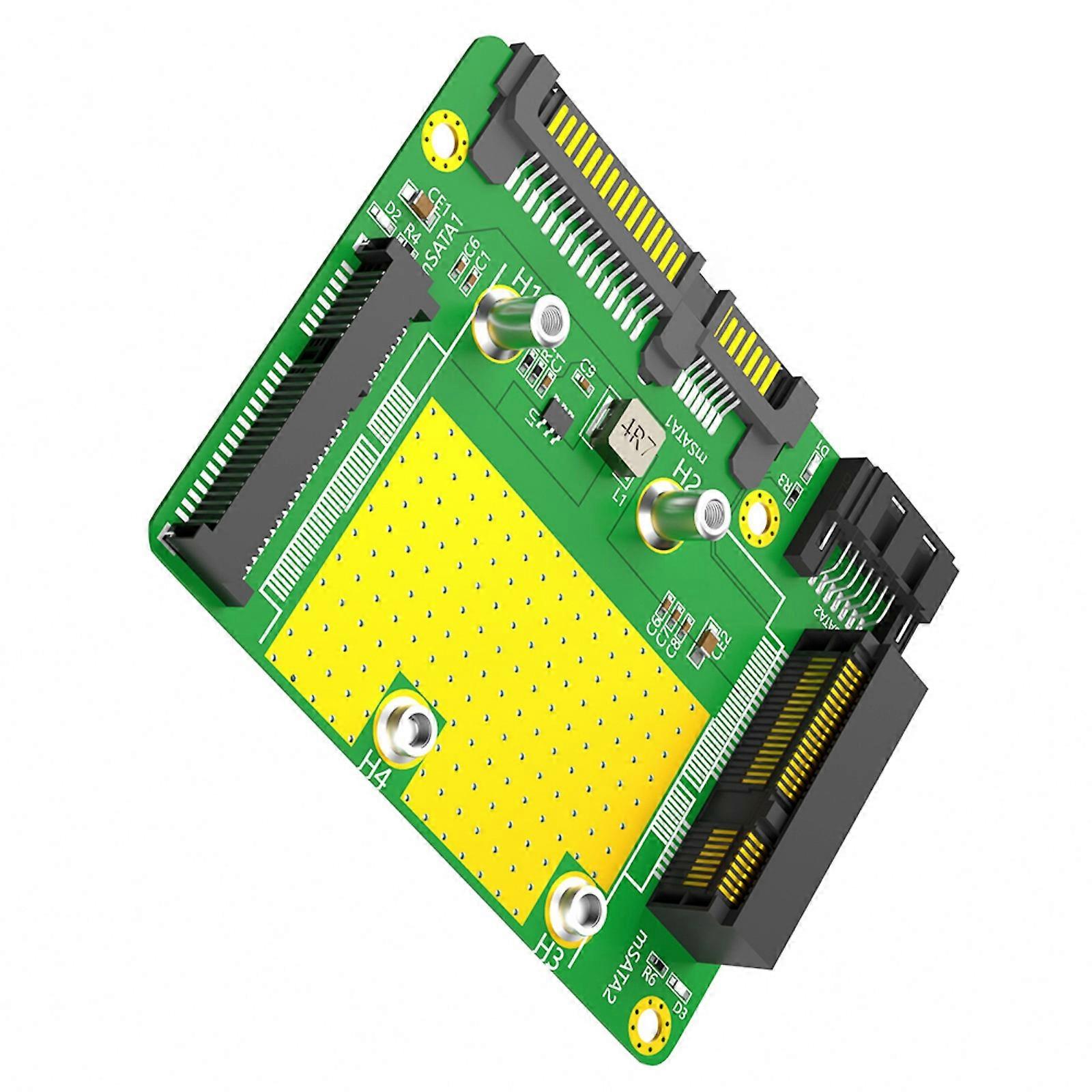 Two mSATA to SATA3 Converter Adapter Card for PC Connection and Expansion Multicolor