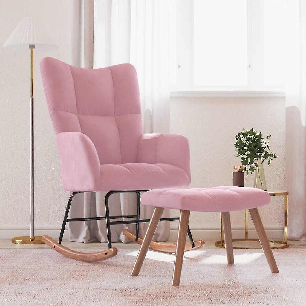 Schaukelstuhl mit Hocker Samt Rosa