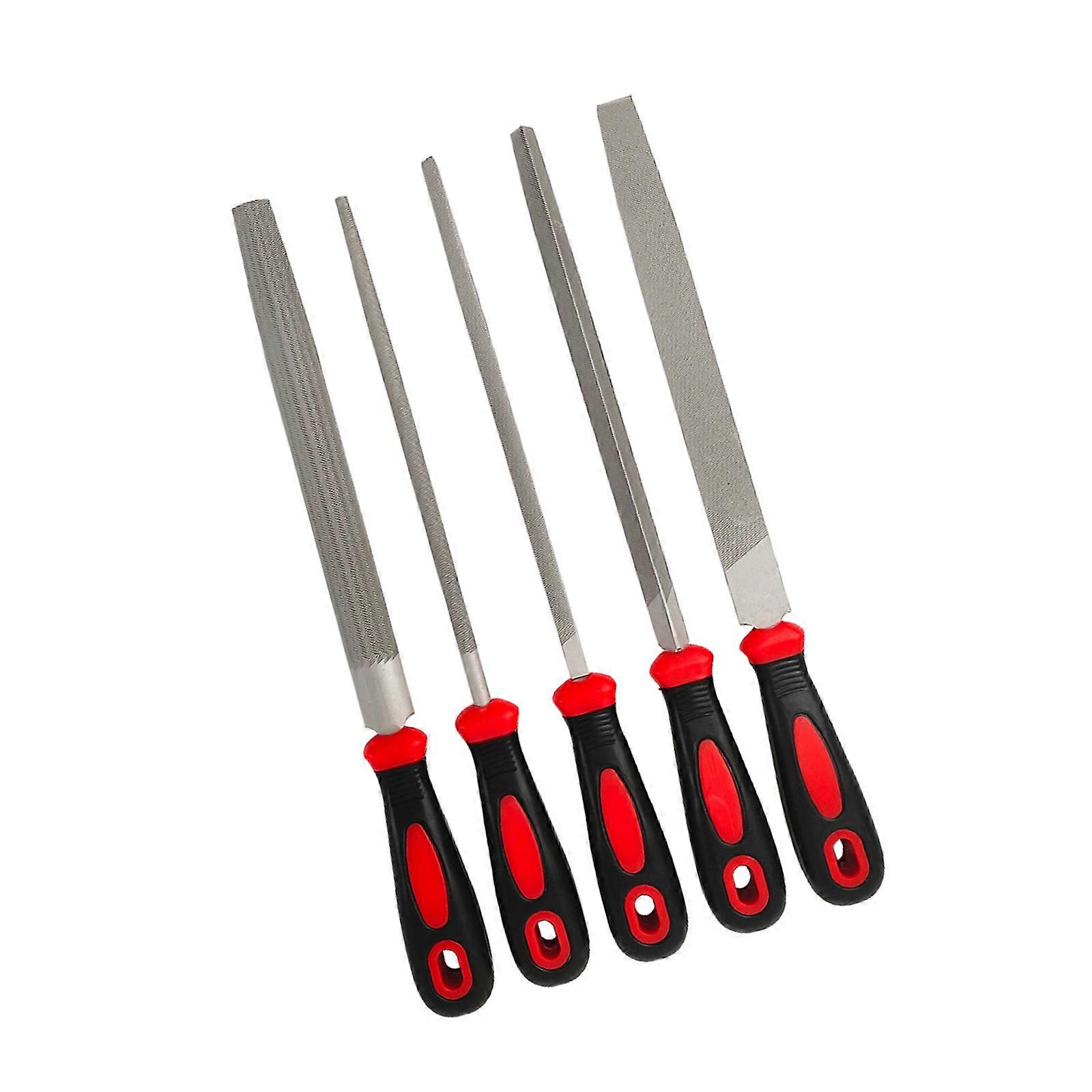 5Pcs 6/8/10/12inch Heavy Duty Wood File Set Rasp File Round Flat and Half Round for Woodworker Carpenter Ergonomic  8 inches