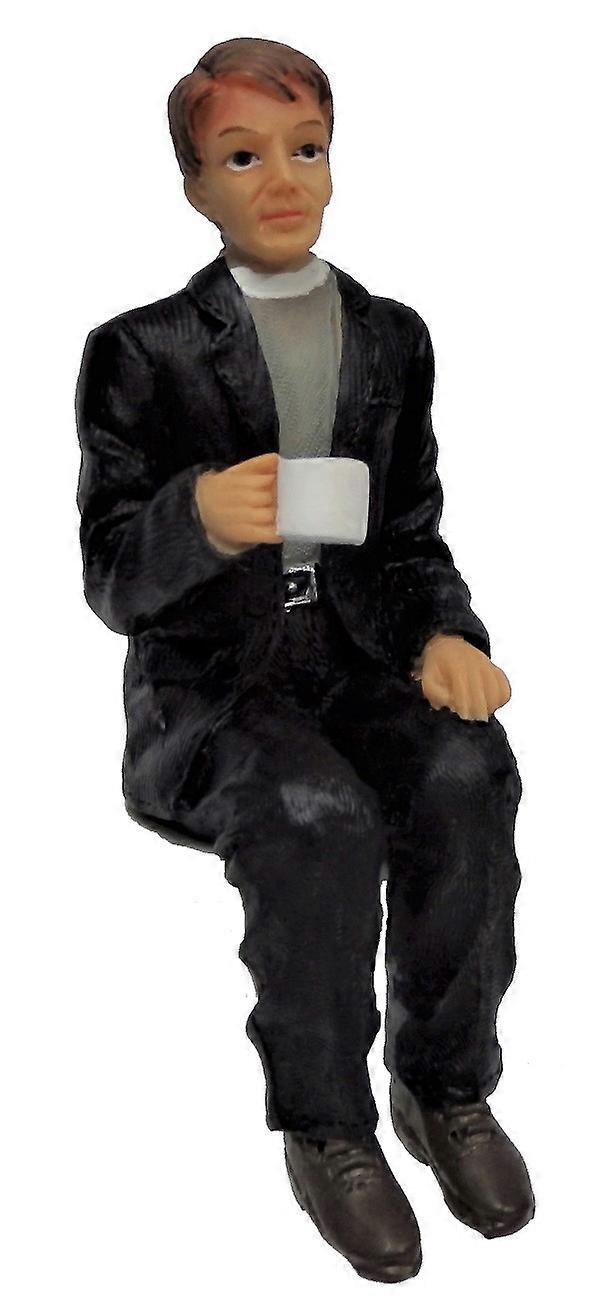 Κούκλες Σπίτι Κληρικός Υπουργός Συνεδρίαση με φλιτζάνι τσάι ρητίνη άνθρωποι