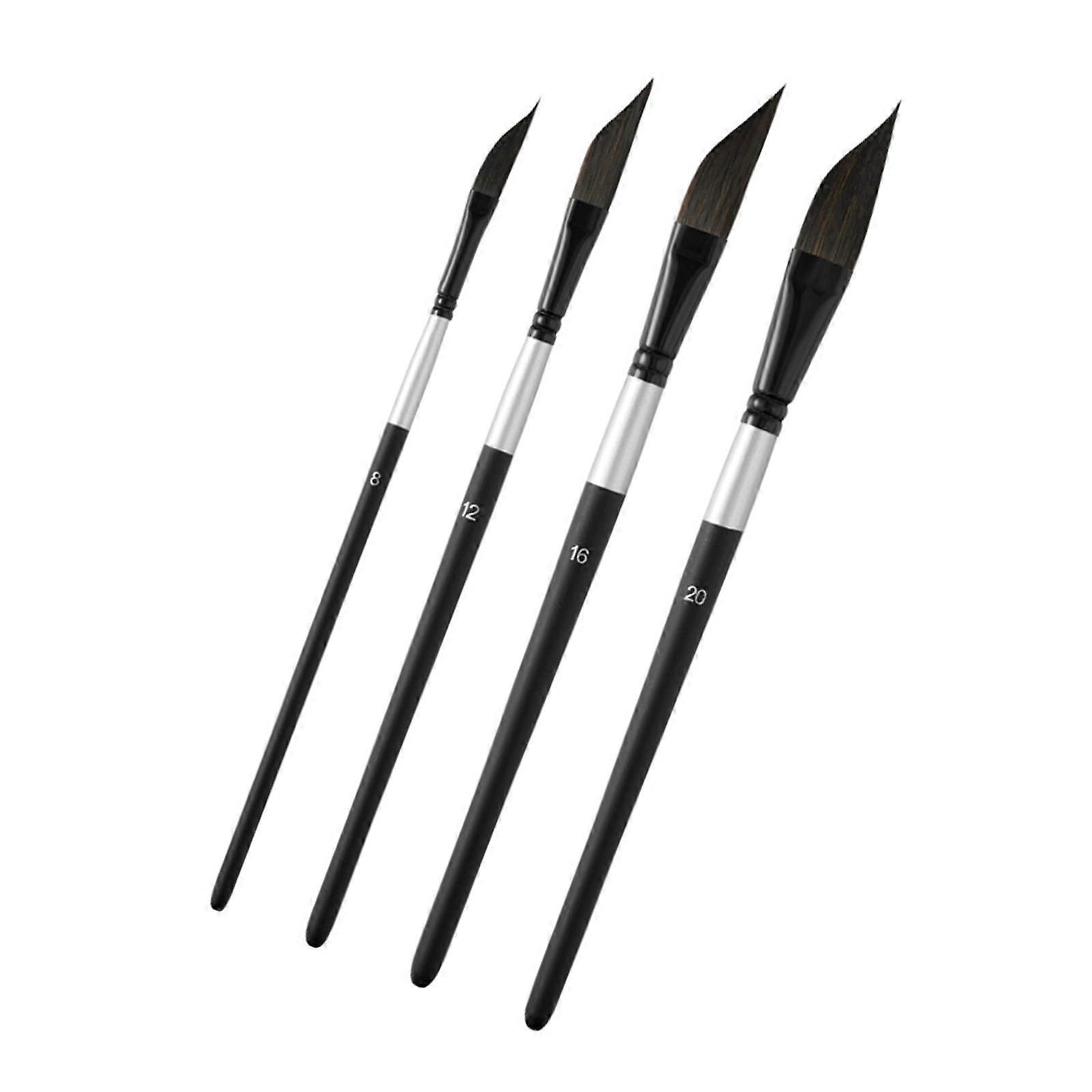 4Pcs Artist Paint Brushes with Oblique Tip Wooden Handle Nylon Bristles Brushes For Painting Sketching Fine Line Drawing Multicolor