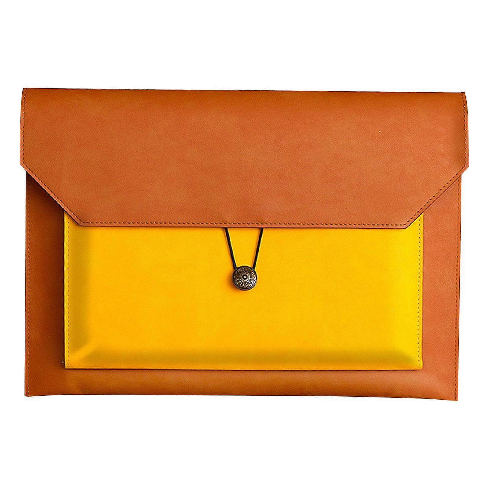 Office&Craft&Stationery Leather Business Document Bag Button Document Storage Bag Contract Document Bag Large Capacity Business Document Bag