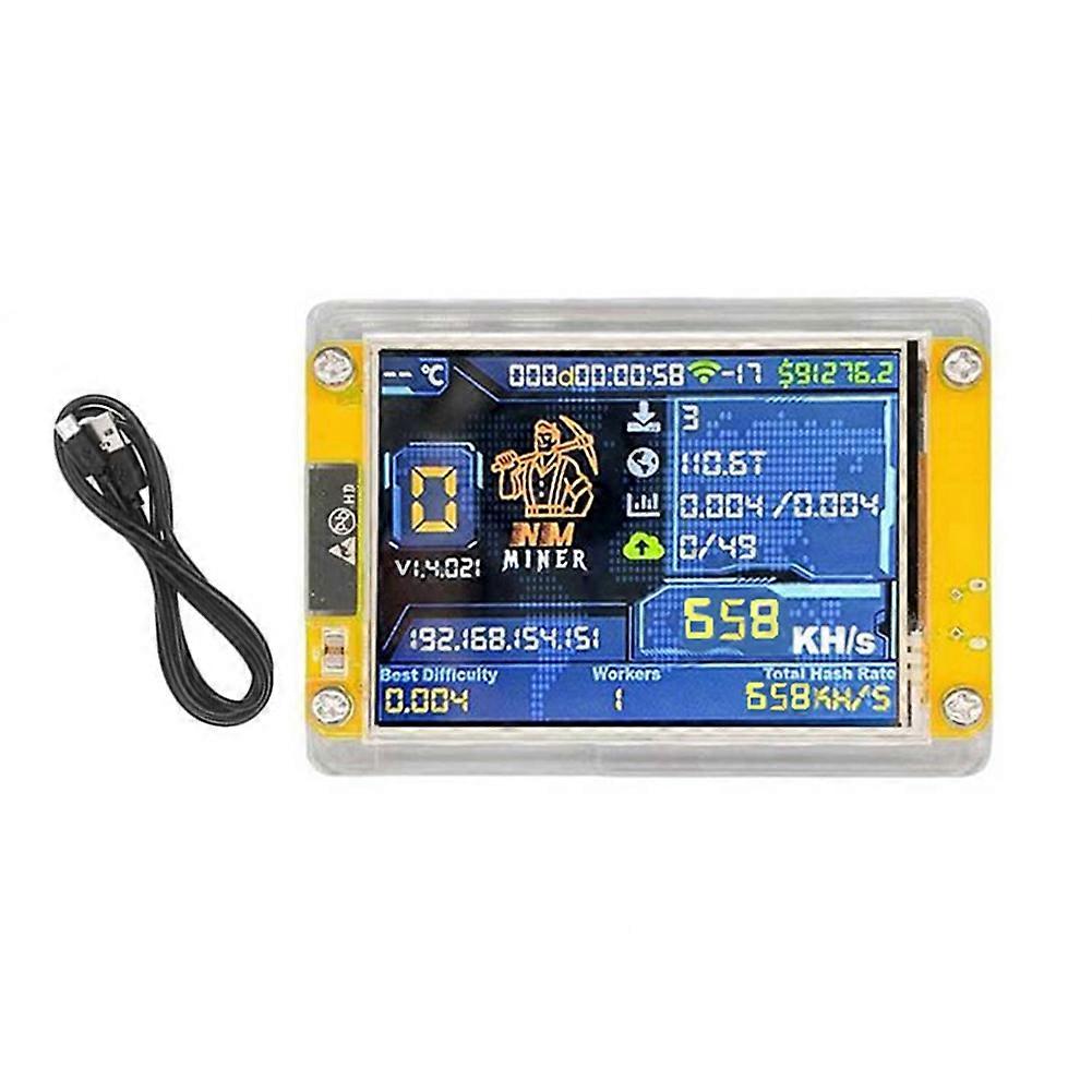 658KH/S NMMiner NerdMiner Bitcoin Crypto Solo Miner 2.8 Inch Smart Display NerdMiner Upgraded 658KH/S Harshrate