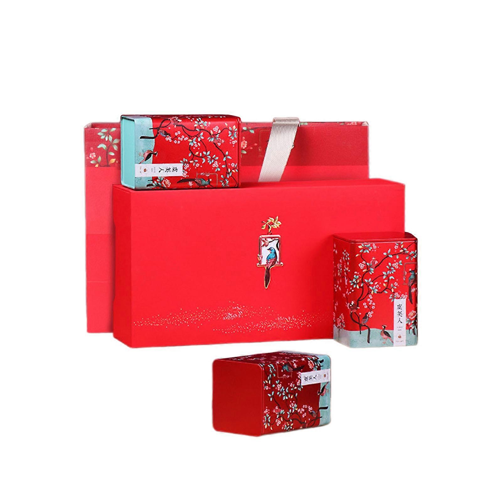 3PCS Tea Storage Box Practical Tea Container Tea Storage Jar Sealing Tea Case Convenient Tea Jar for Multiple Use  Red