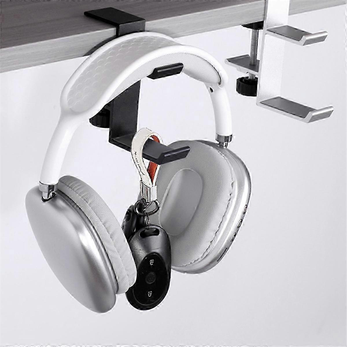 Adjustable Hanging Hooks Desk Side Hanging Bag Holder Black