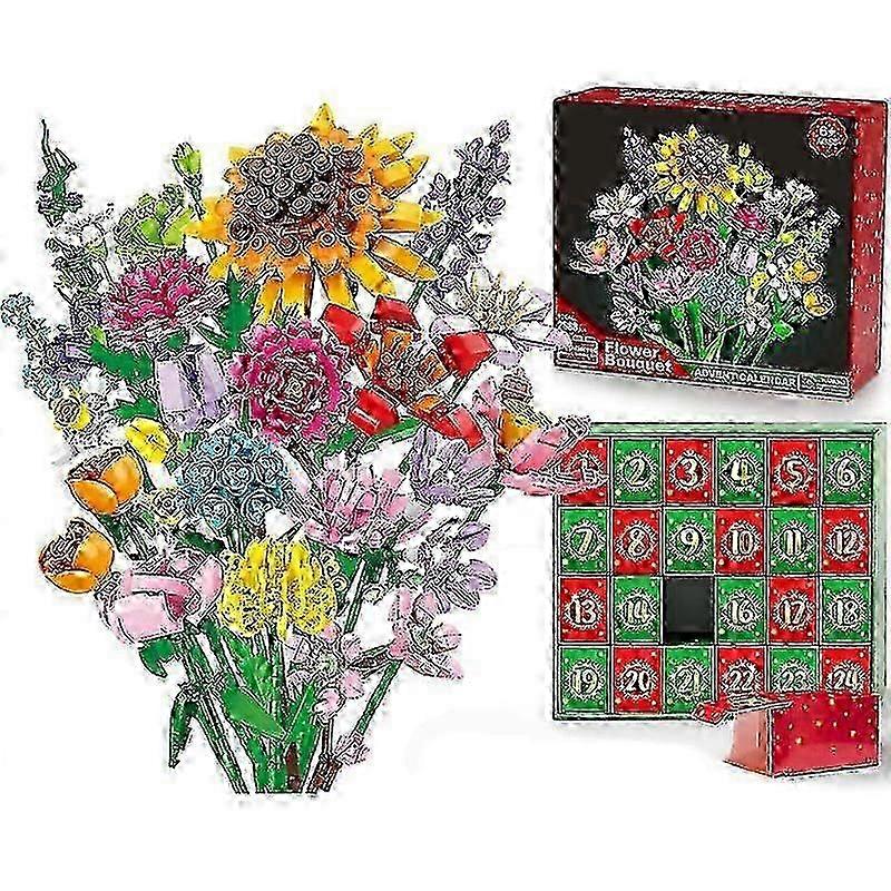 Christmas Advent Calendar with 24 Days Flower Bouquet Block - Blind Box of Sunflower Delight for the Xmas Season