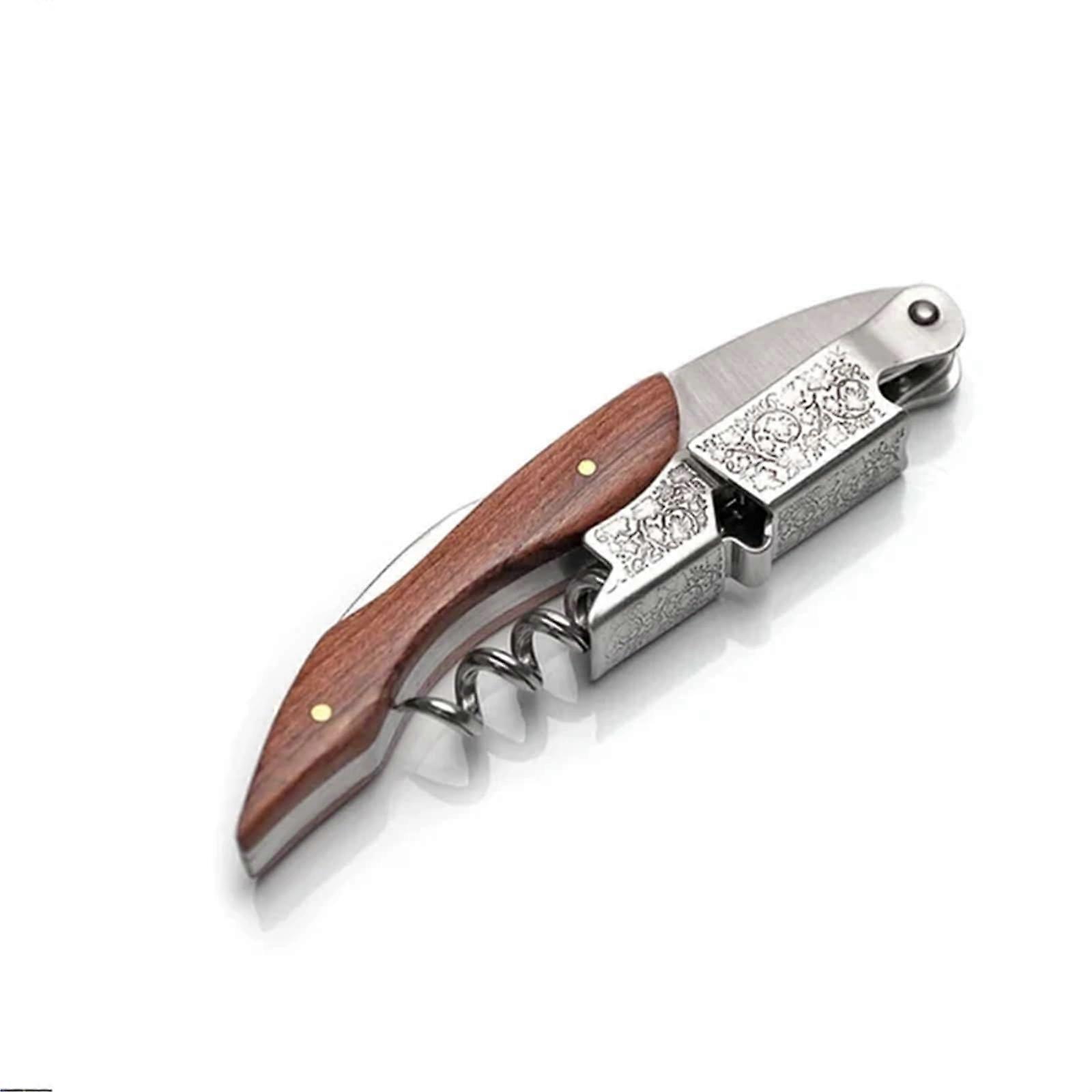 Waiters Corkscrew Wine Opener with Ergonomic Wood Handle, Foil Cutter and Beer Bottle Opener (1 Piece)