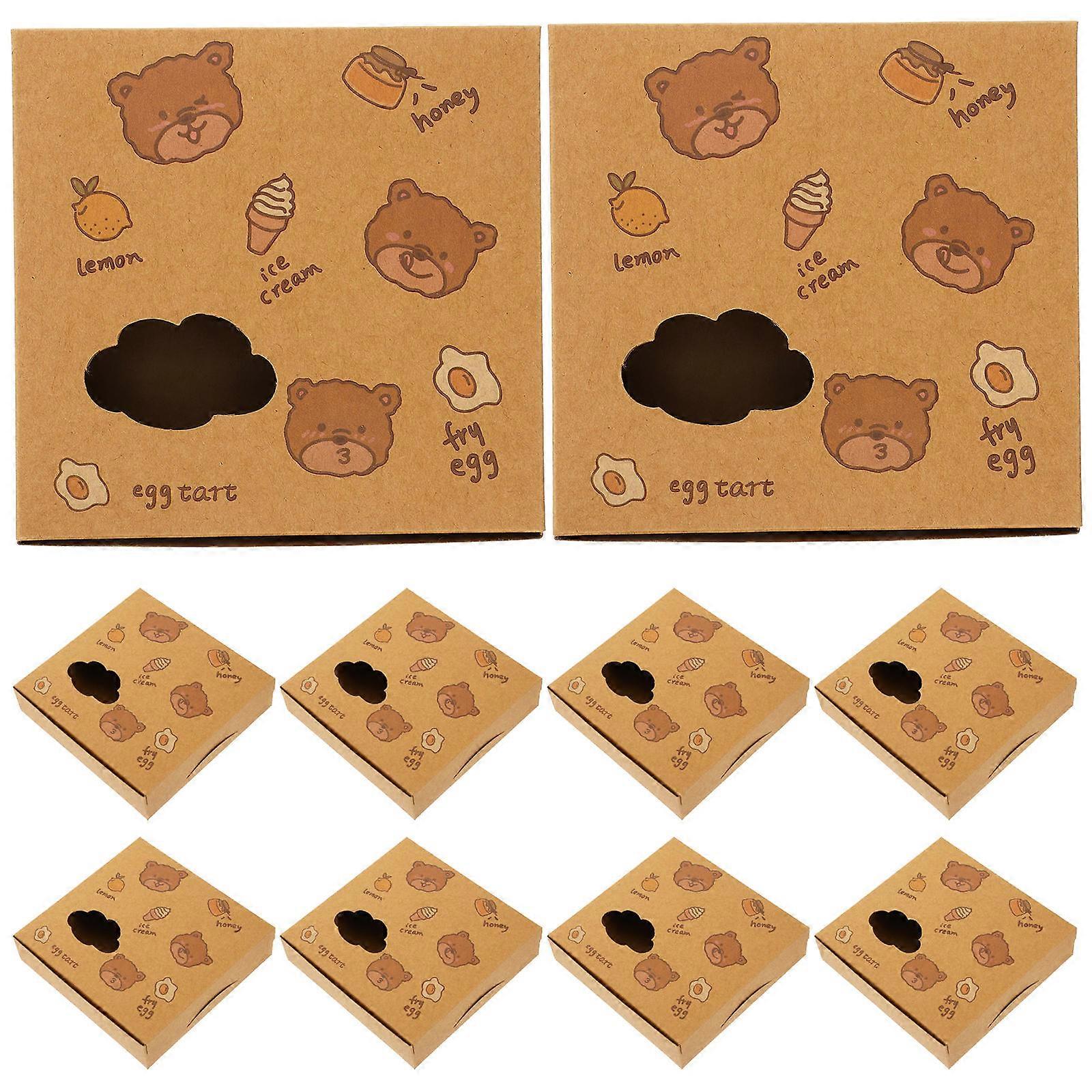 Brown Egg Tart Boxes Paper Bakery Box for Storage Use 40Pcs Kraft Paper