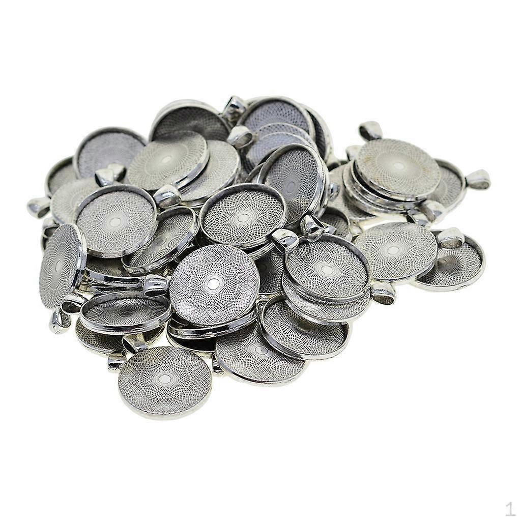 50 Blank Bail Charms Pendants Setting Base Engraved Pattern Tray