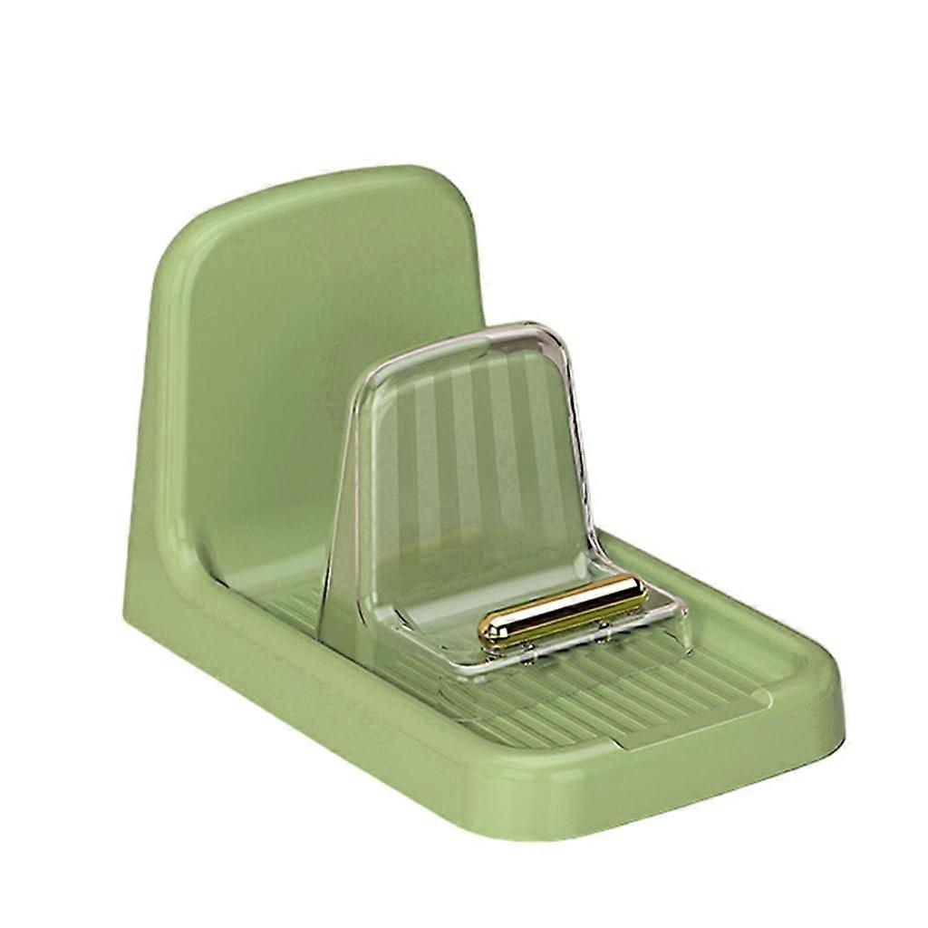 Pot Lid Holder with Drain Tray, SpaceSaving Kitchen Lid Organizer Rack with NonSlip Base, Green