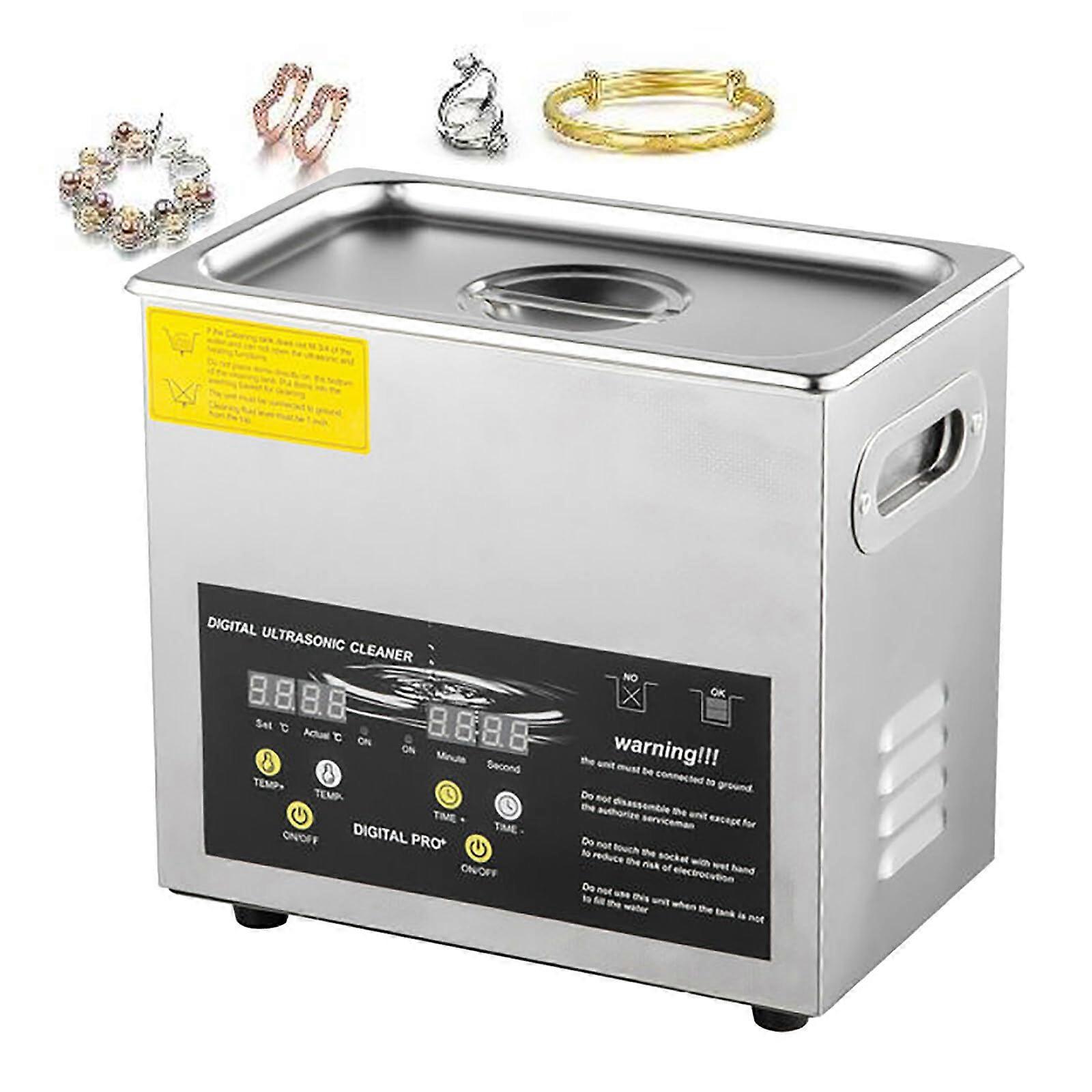 Ultrasonic Cleaner 3L 40kHz Digital Timer Temperature Display for Glasses Dentures Lab Tools