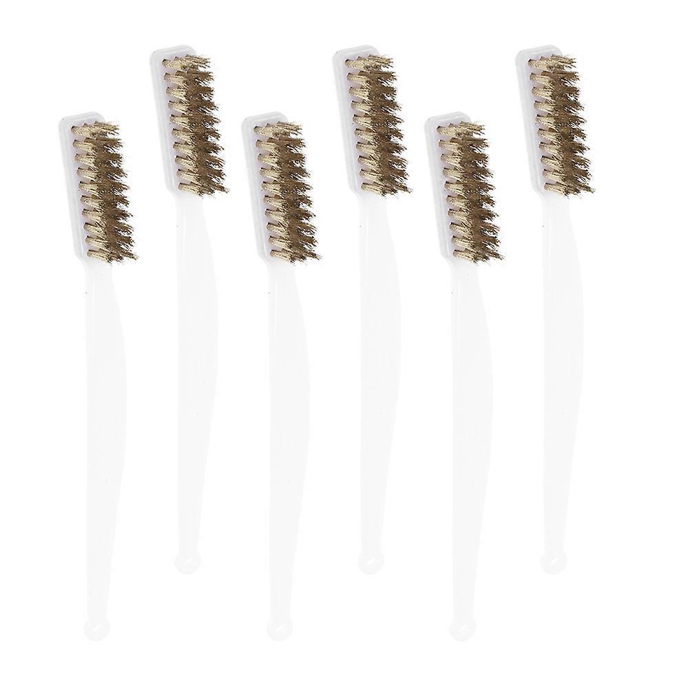 Copper Wire Brush Precision Cleaning Tool with Comfortable Grip 6Pcs Set