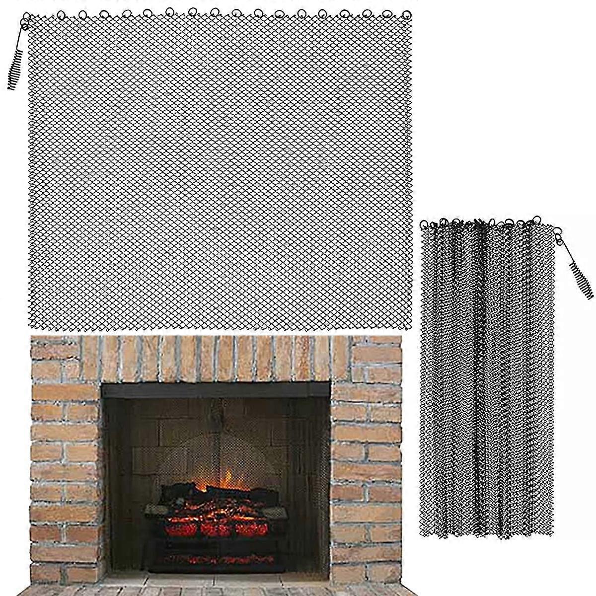 Toorise 2Pcs Fireplace Mesh Screen Curtain, Heat Resistant Spark Guard for Fireplace, Single Panel, Easy Install, 24×18/24×20/24×22 inch