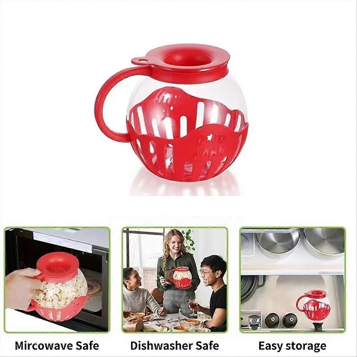 Microwave Popcorn Maker Bucket Microwave Bowl Mini Machine Safe Silicone Lid Popcorn Maker Red