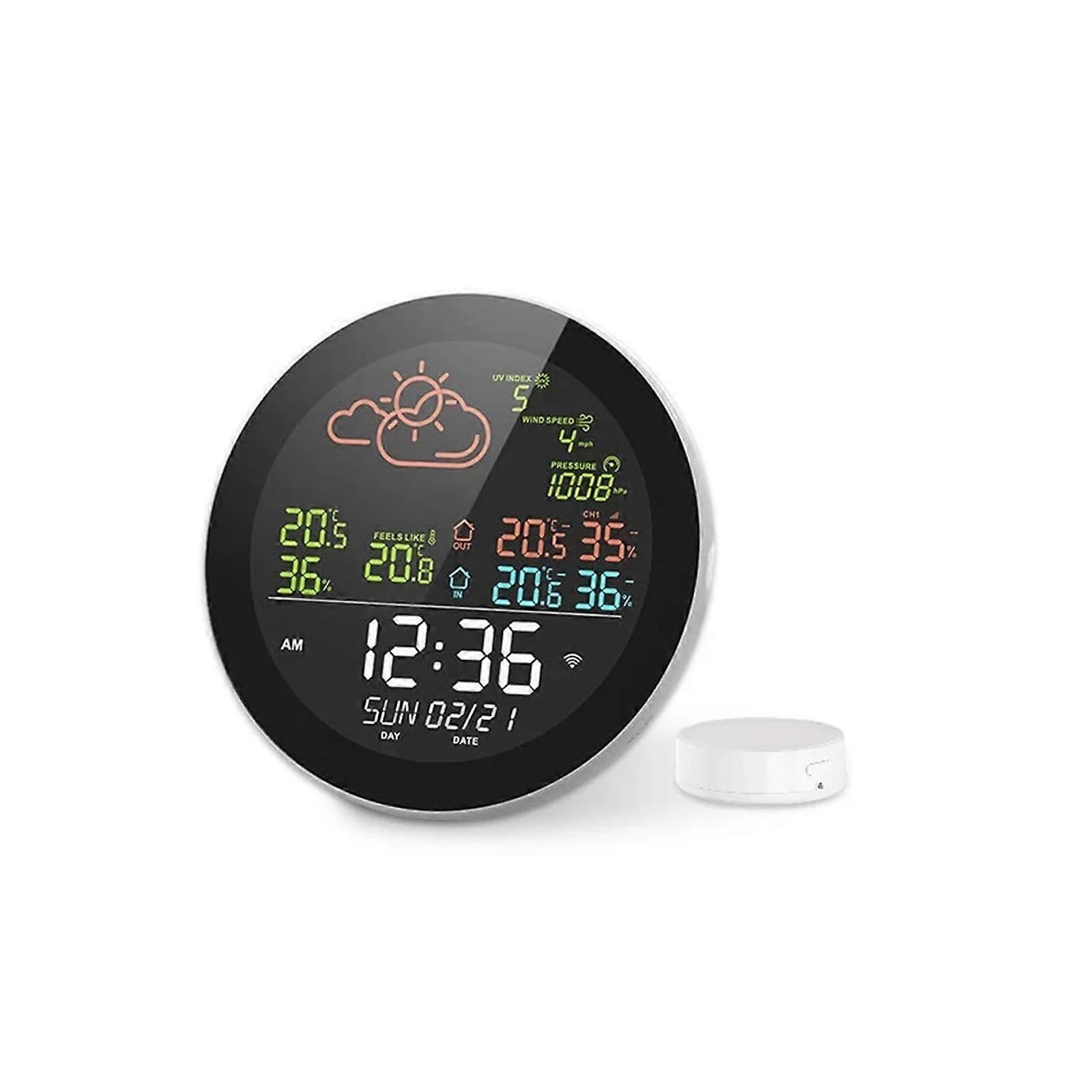 Wireless Weather Station with Large Color Display, Atomic Clock, Indoor Outdoor Sensor and Humidity Monitor