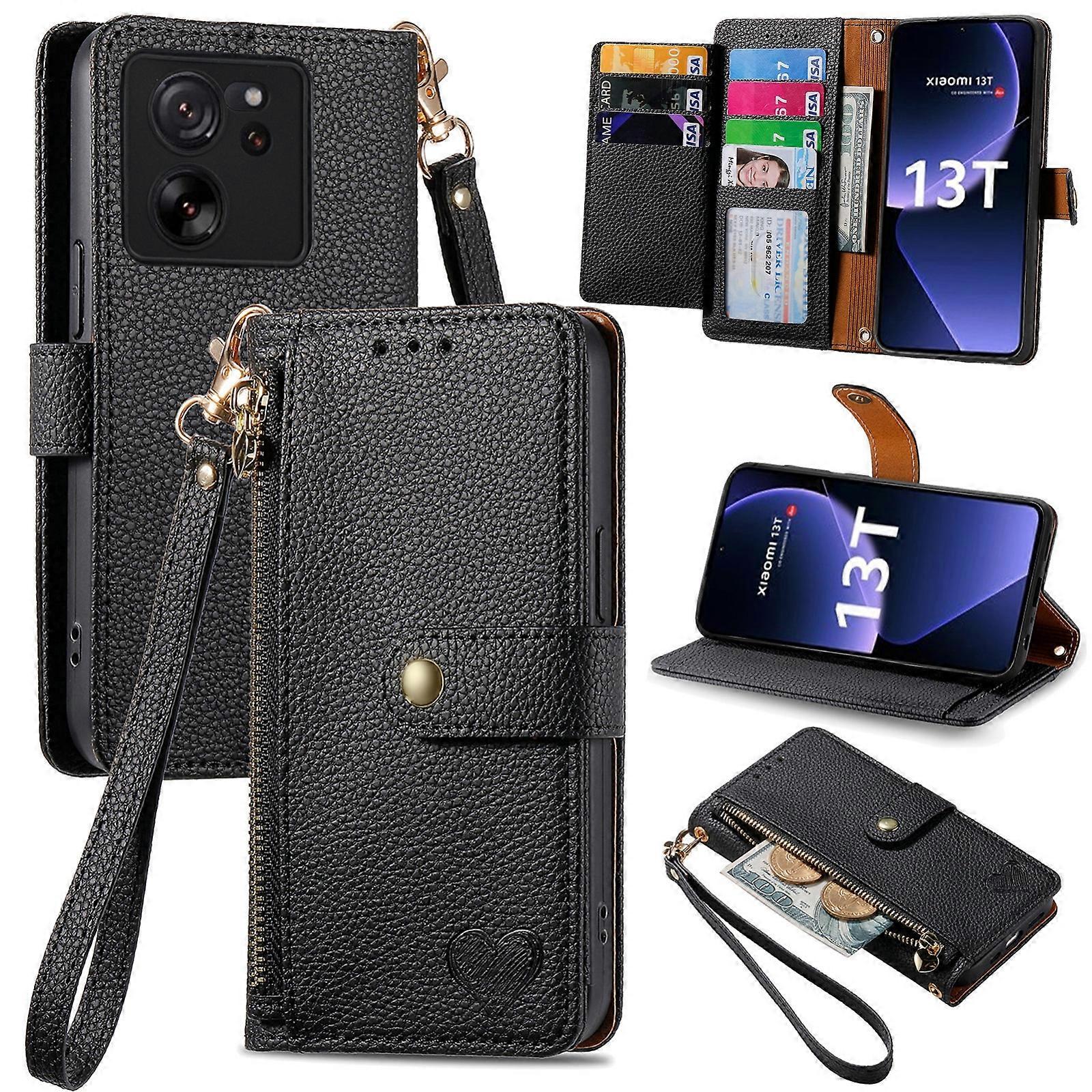 Love Zipper Lanyard Leather Phone Case