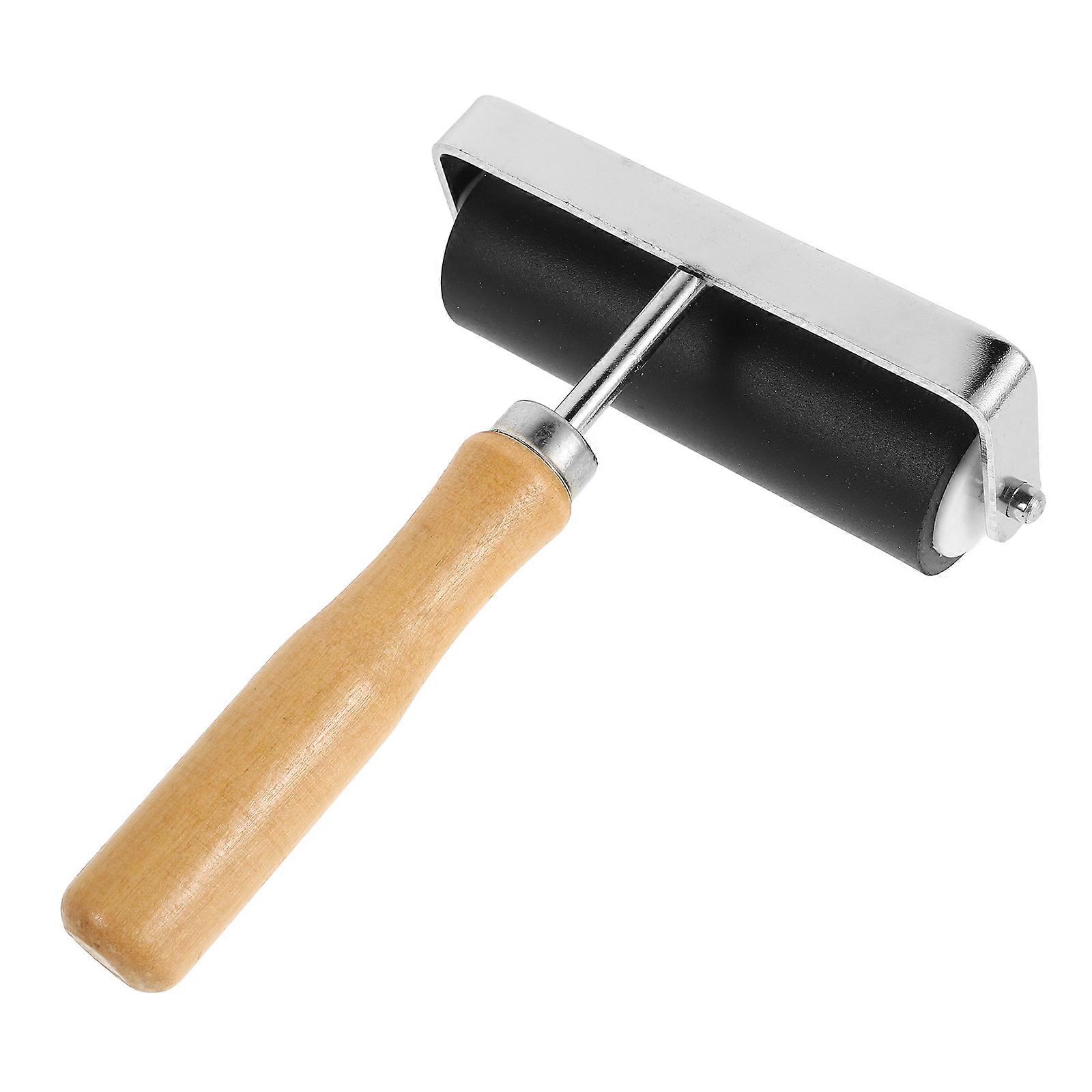 Rubber Roller with Wooden Handle for Printmaking DIY Art Craft Tool Precision Oil Printing