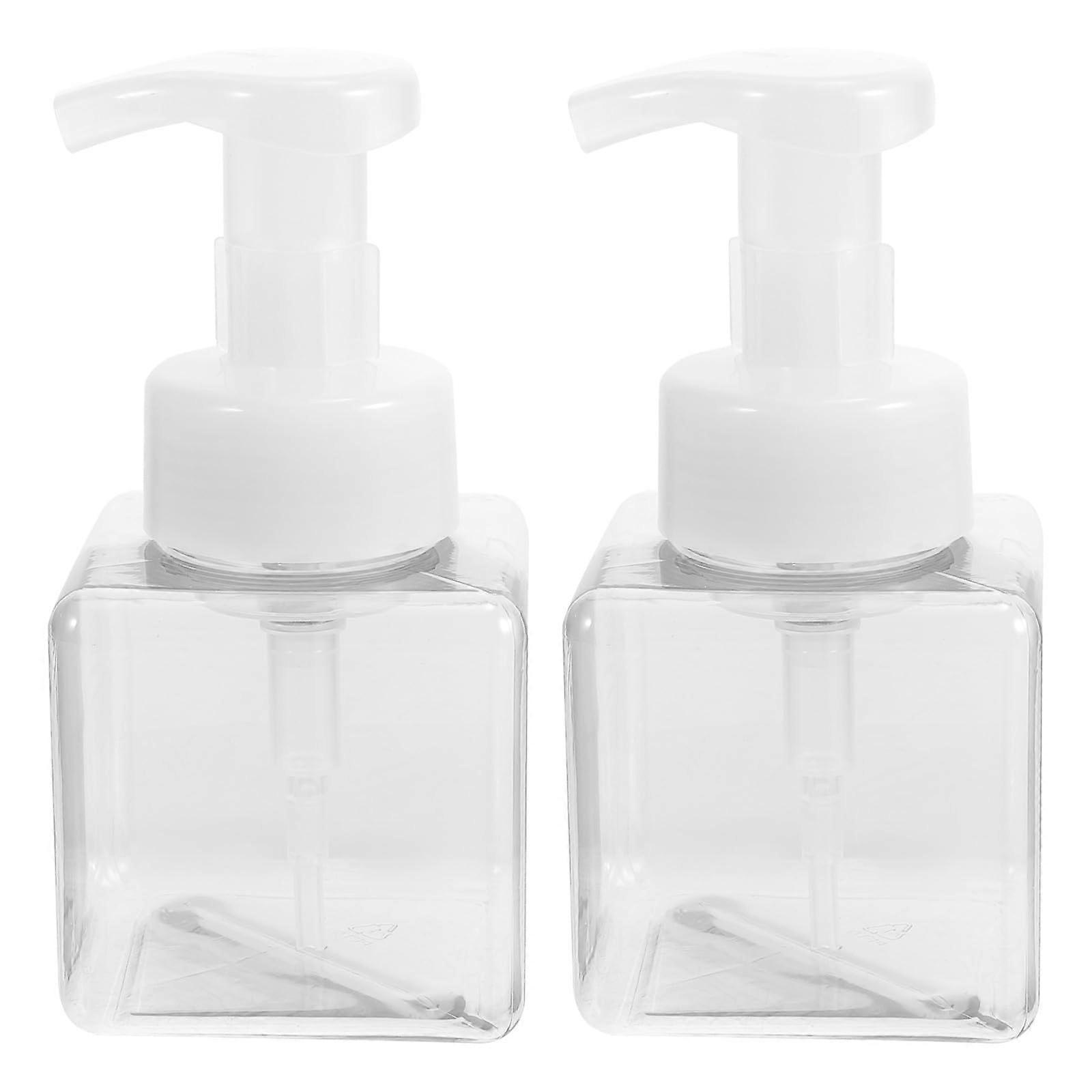2pcs Transparent Travel Cosmetic Bottles with Pump Dispenser, LeakProof Refillable Foaming Containers for Hand Soap and Lotion