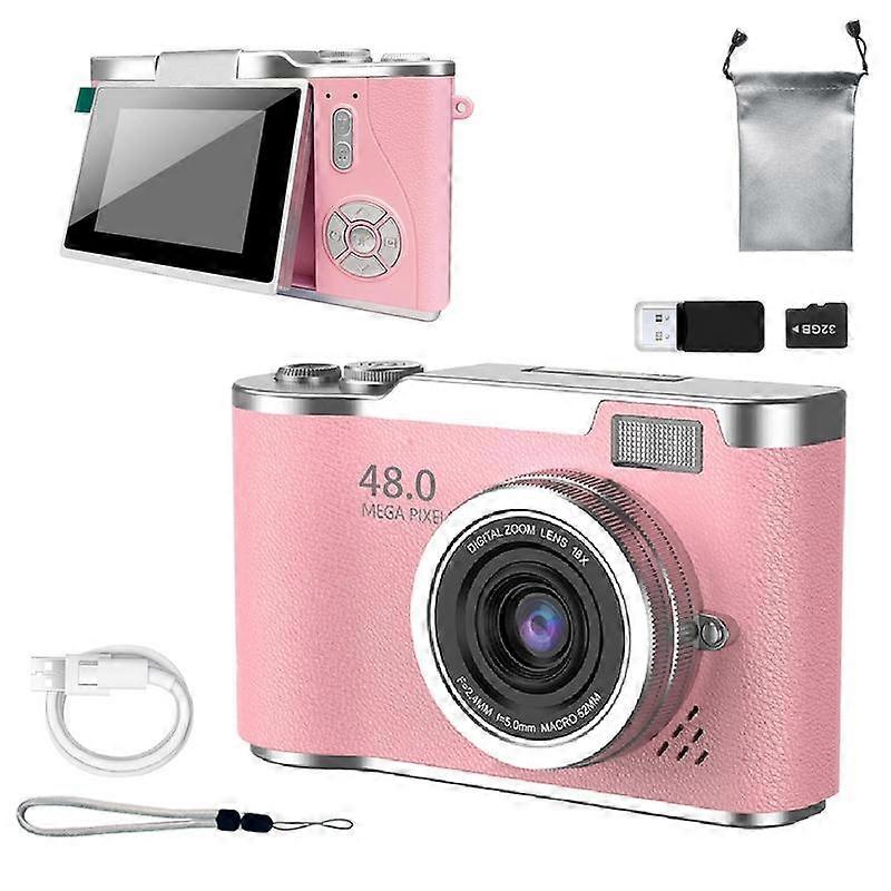 Foldable Screen Student Camera, Retro CCD Card Machine, Entry-level Digital Camera, 1080P Built-in Games & Filter Functions Camera with Stor