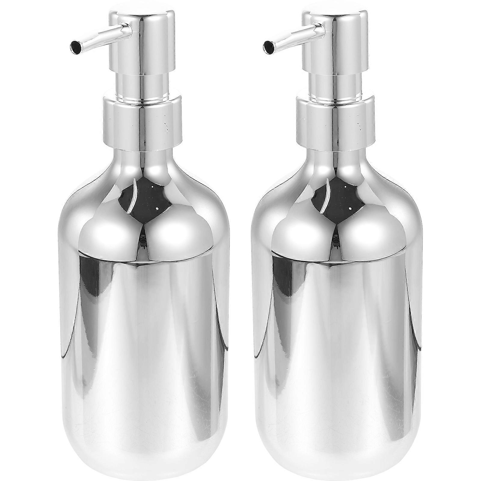 Silver Soap Dispenser with Pump for Bathroom Use 4Pcs Set