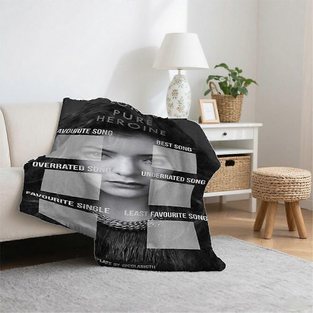 Lorde Pure Heroine Music Review Template Theme Digital Print Flannel Blanket, Lightweight Flannel Throw, Suitable for So-AZXCV330