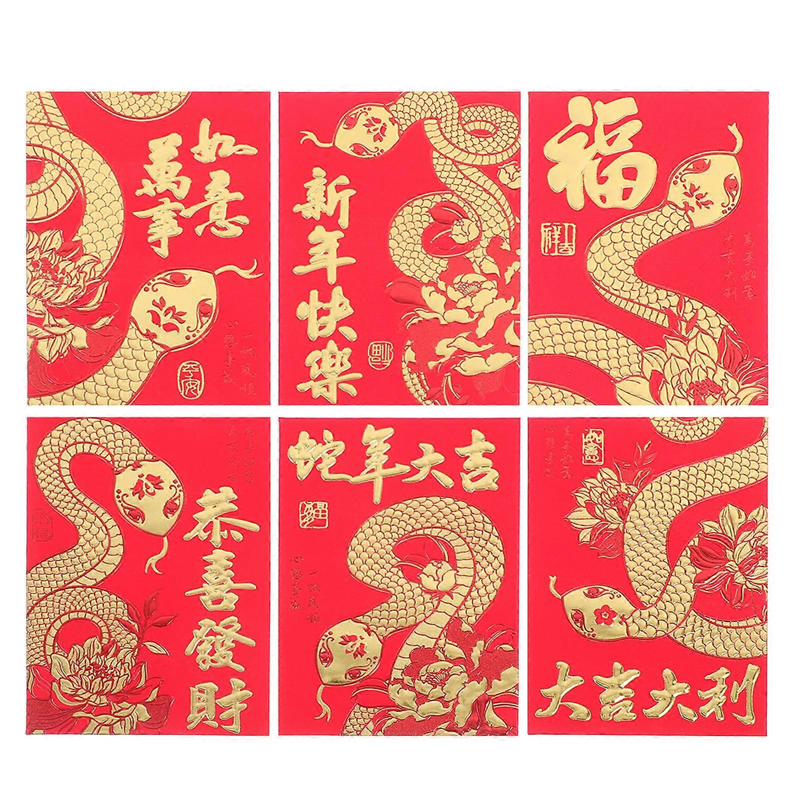 Assorted Color Red Envelopes Snake Year Red Packets for Storage 36Pcs