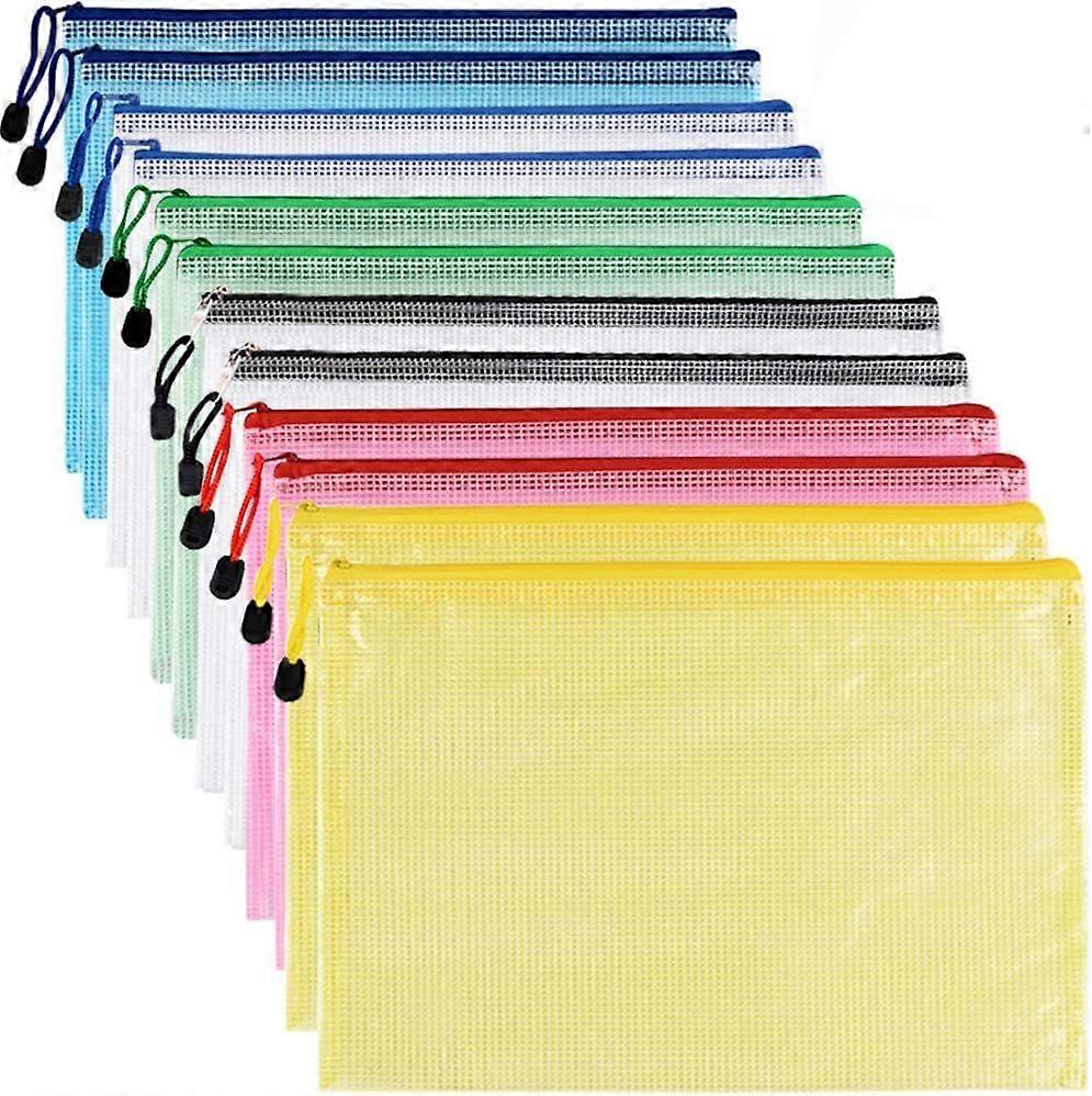 A4 Plastic Wallet - 12 Pcs Document Wallets A4 Zip Lock Bags Plastic Pockets with Zipper
