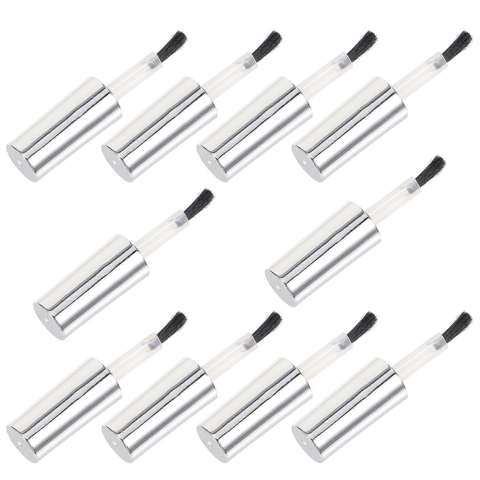 10pcs Replacement Nail Polish Bottle Caps with Brush for Bottles Silver Plastic