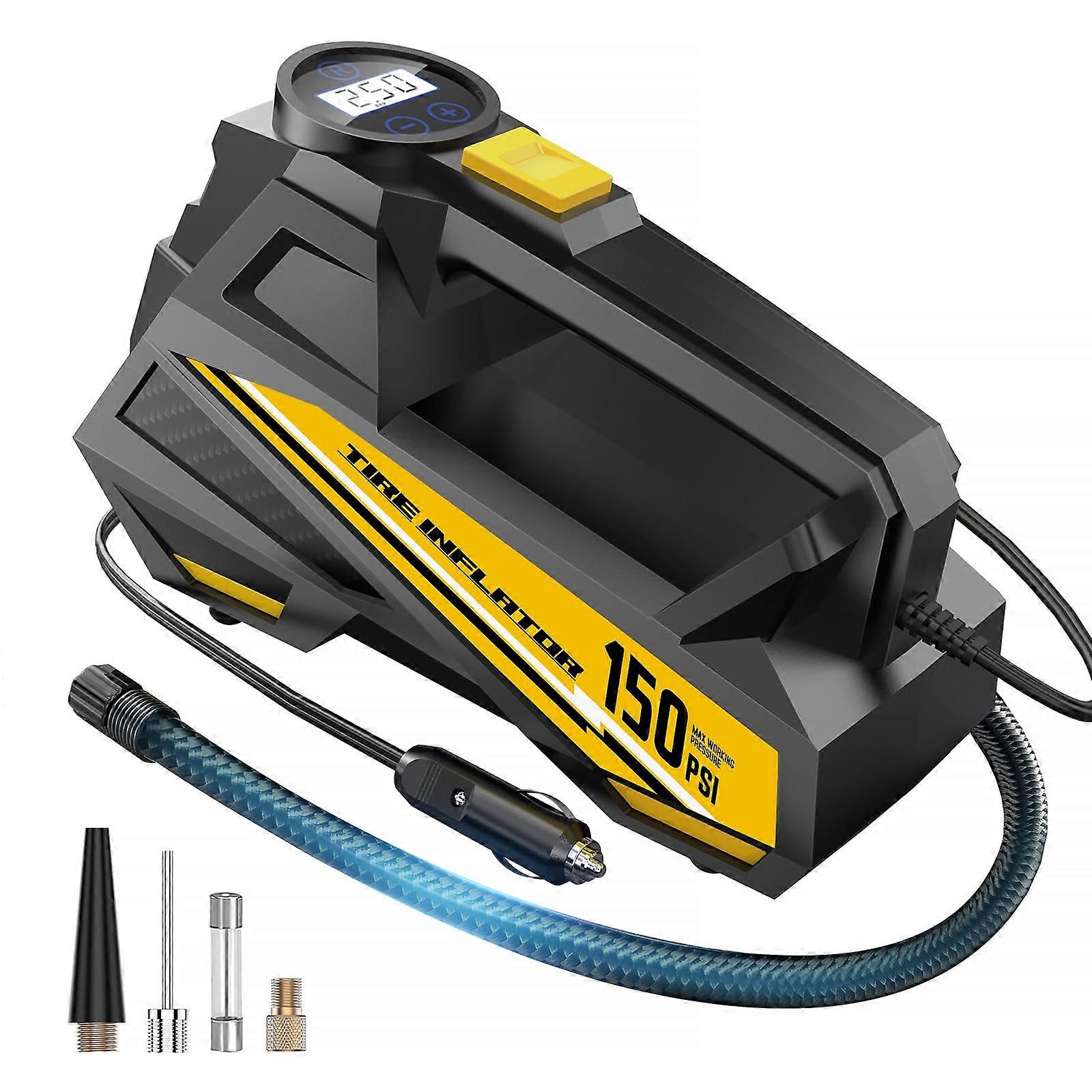 Portable Tire Inflator 12V 150 PSI Digital Car Air Compressor with LED Light and Auto Shutoff