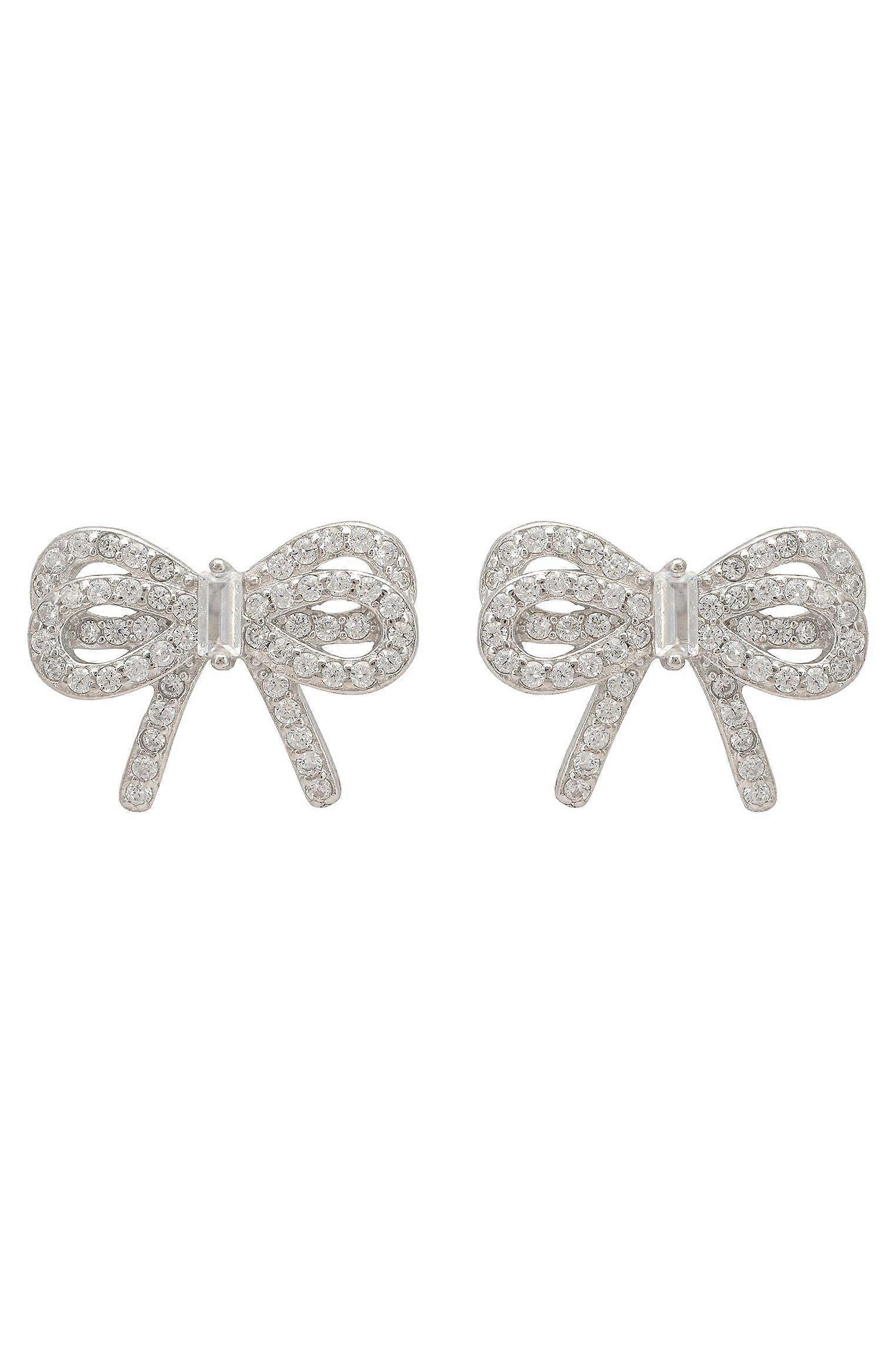Ribbon Stud Earrings Silver
