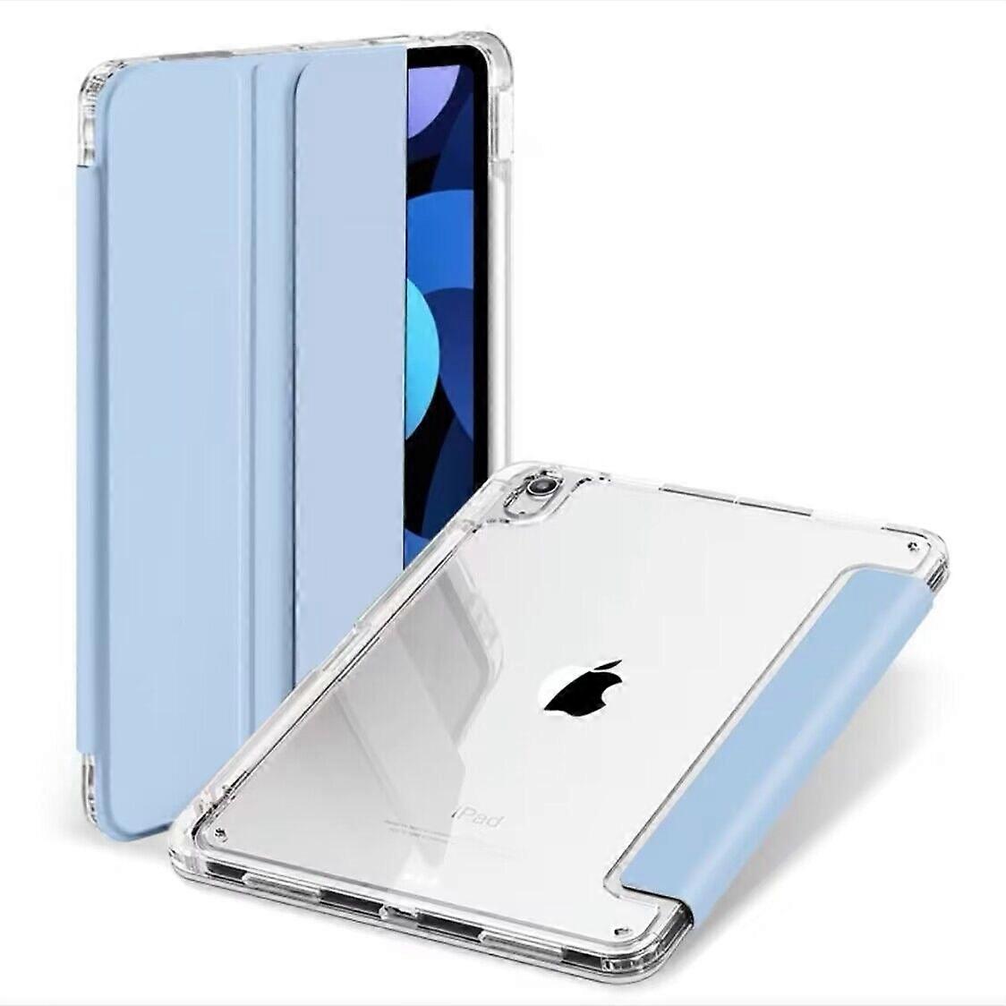 Stylish Case For Ipad 11" Pro M4 2024 White Ice Blue Transparent Strap No4131