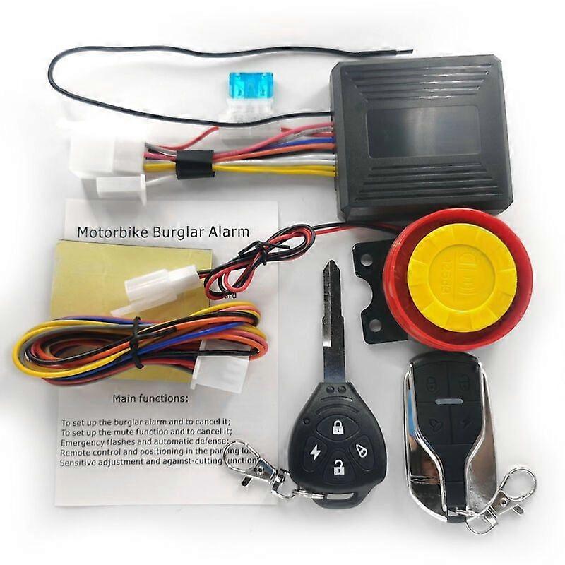 Motorcycle alarm, motorcycle alarm, anti-theft alarm, remote start/stop with key/remote control (remote control with built-in button battery)