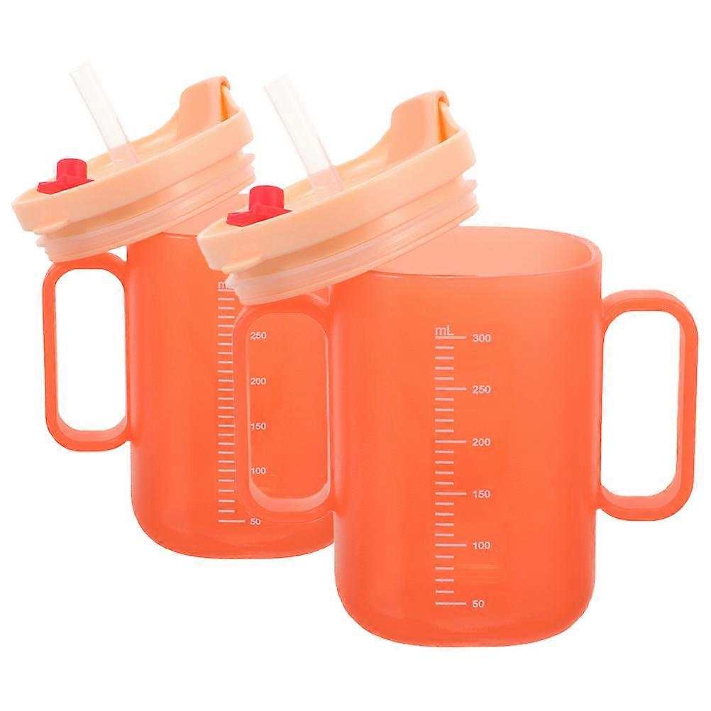 Orange Absorbent Straw Water Cup for Drinking Use 2Pcs Adaptive Cups