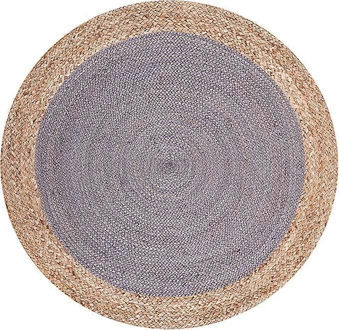 Natural Purple Fiber Round Collection Round Aqua NF801A Handmade Boho Braided Jute Area Rug