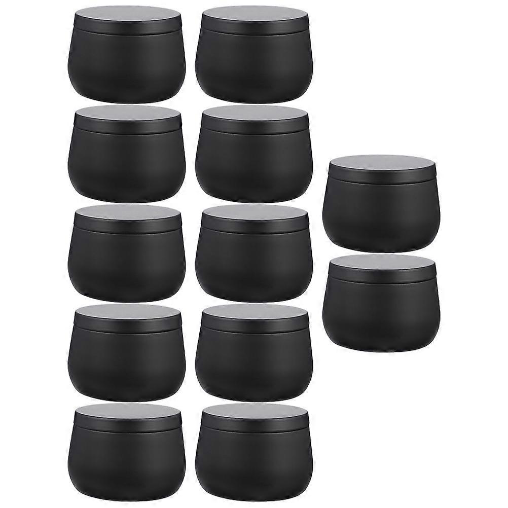 12Pcs Tea Canister for Storage Round Black Tinplate Candy Storage Jar