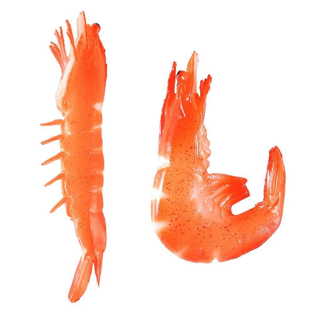 Lifelike Shrimp Model for Decorating 2Pcs Red PVC Educational Shrimp Figurines