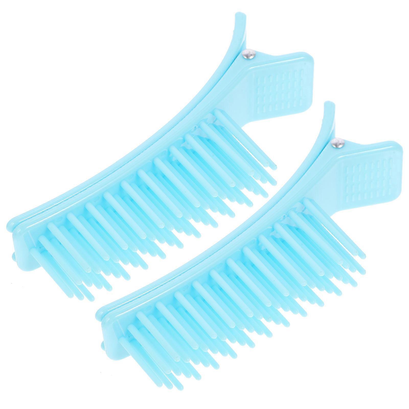Hair Clamps For Styling Sectioning 2Pcs Multi Function Hairdressing Clips Blue Small Size For Salon Use Durable And Practical