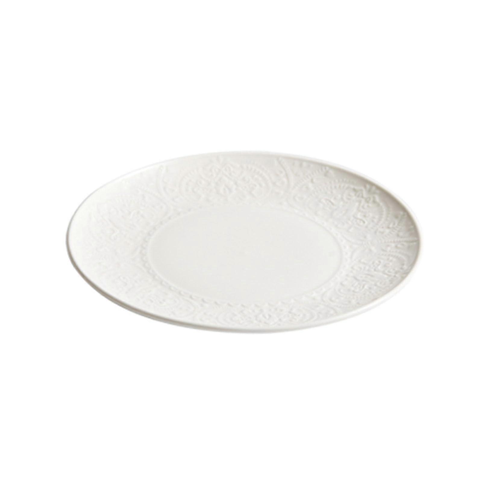 White Ceramic Dinner Plate 25.9cm Modern Salad Plate Microwave Dishwasher Safe