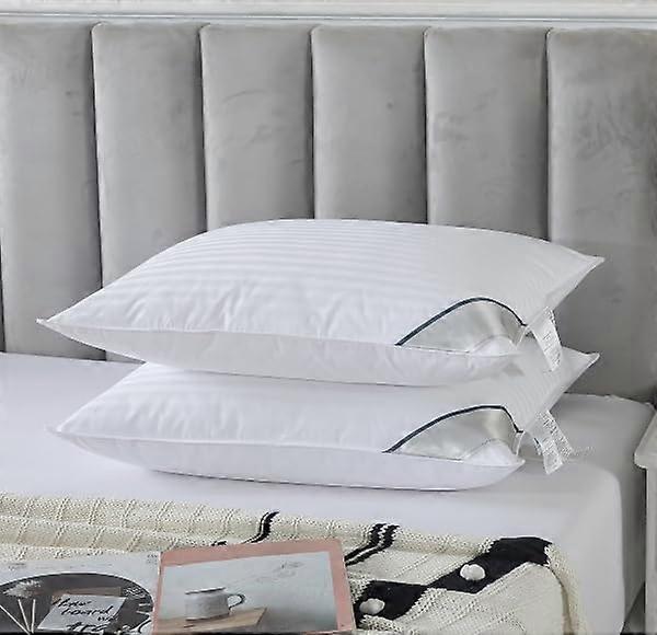 2 Pack Standard Size Goose Down Pillows with Soft Support, Breathable Cotton Shell for All Sleepers