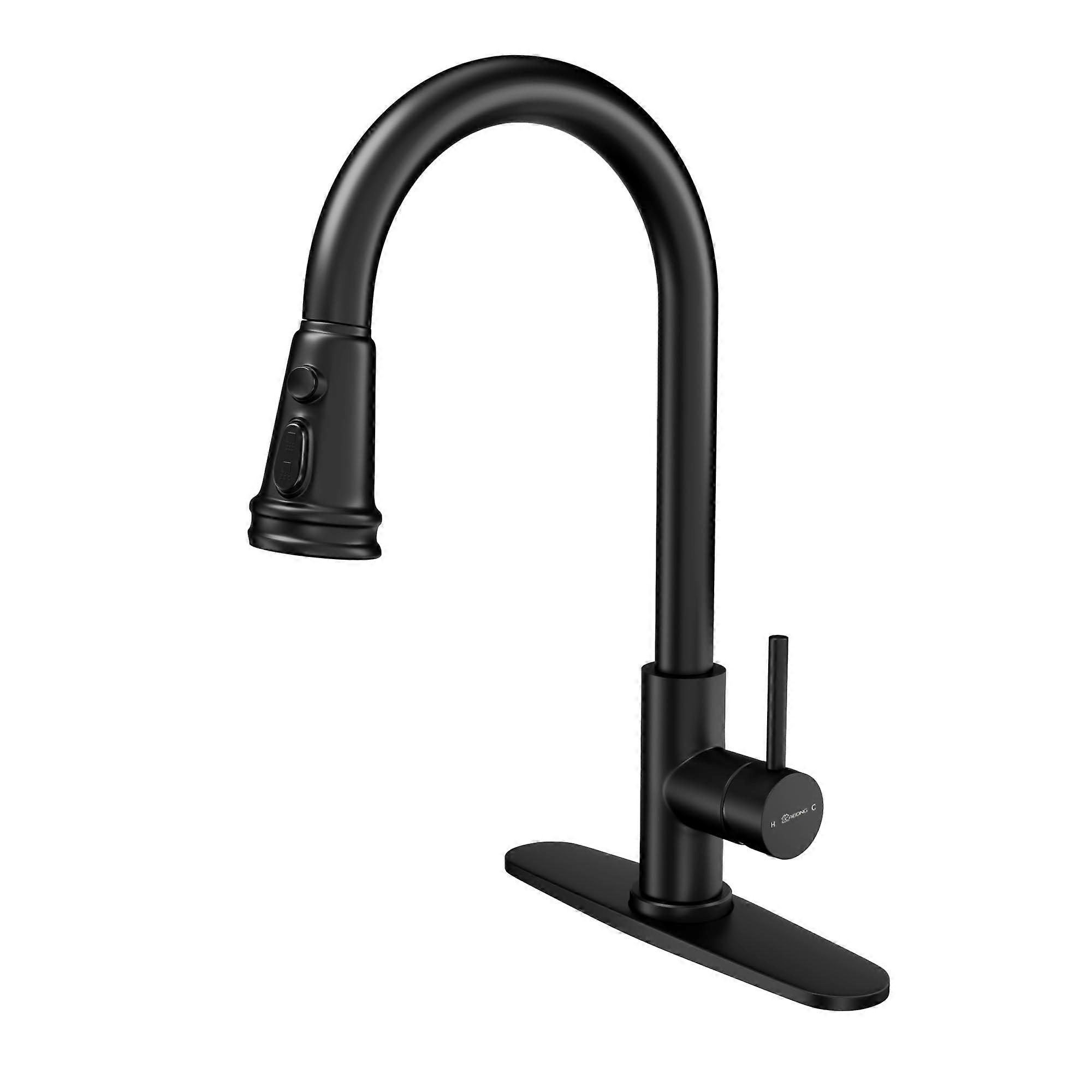 Matte Black Pull Down Kitchen Faucet Stainless Steel Single Handle with Sprayer, 3 Mode Flow