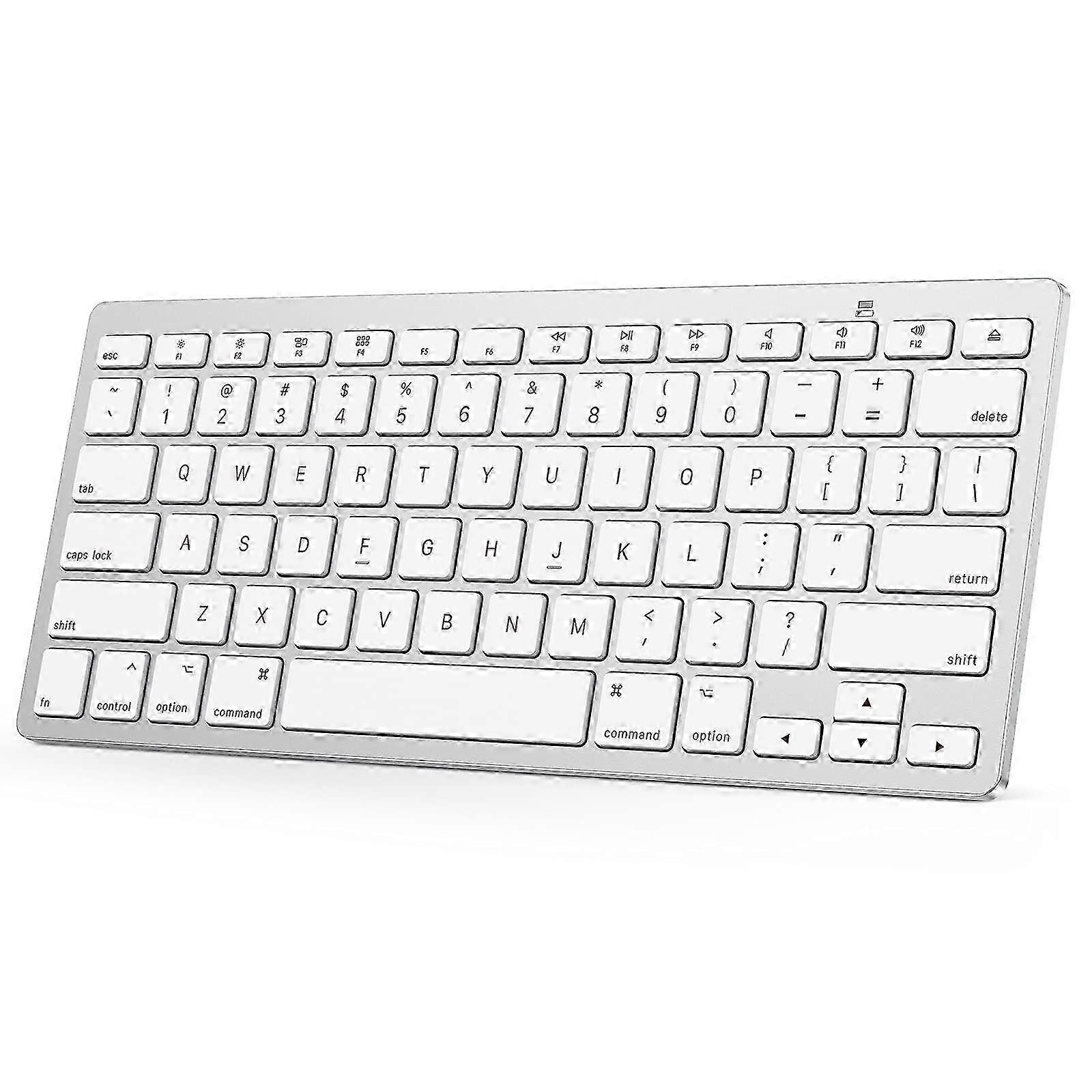 2026 Compact Wireless Bluetooth Keyboard for MacBook Pro/Air Laptop and PC (Silver)