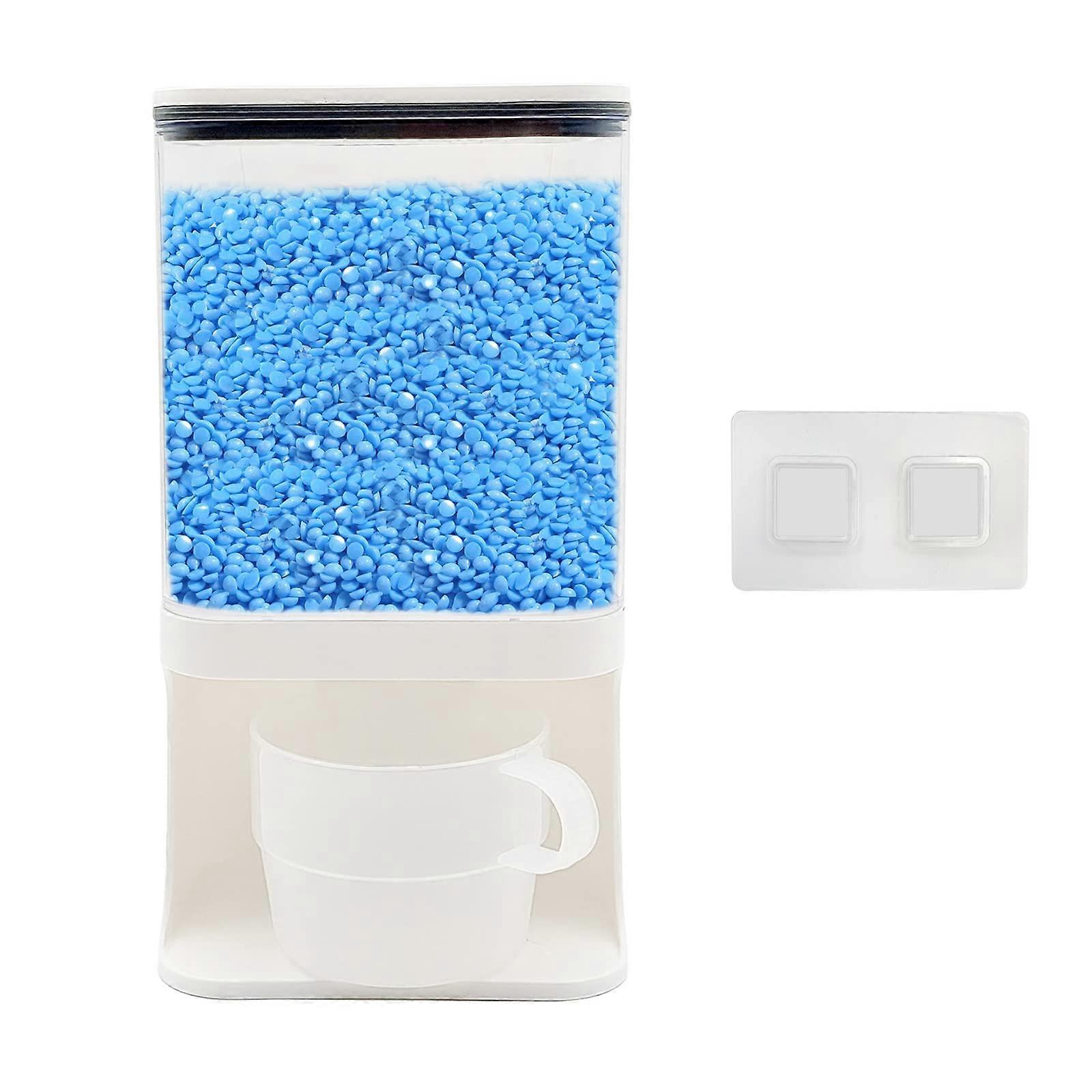 Wall Mounted Detergent Dispenser with Measuring Cup, Airtight Laundry Room Storage Container 1L