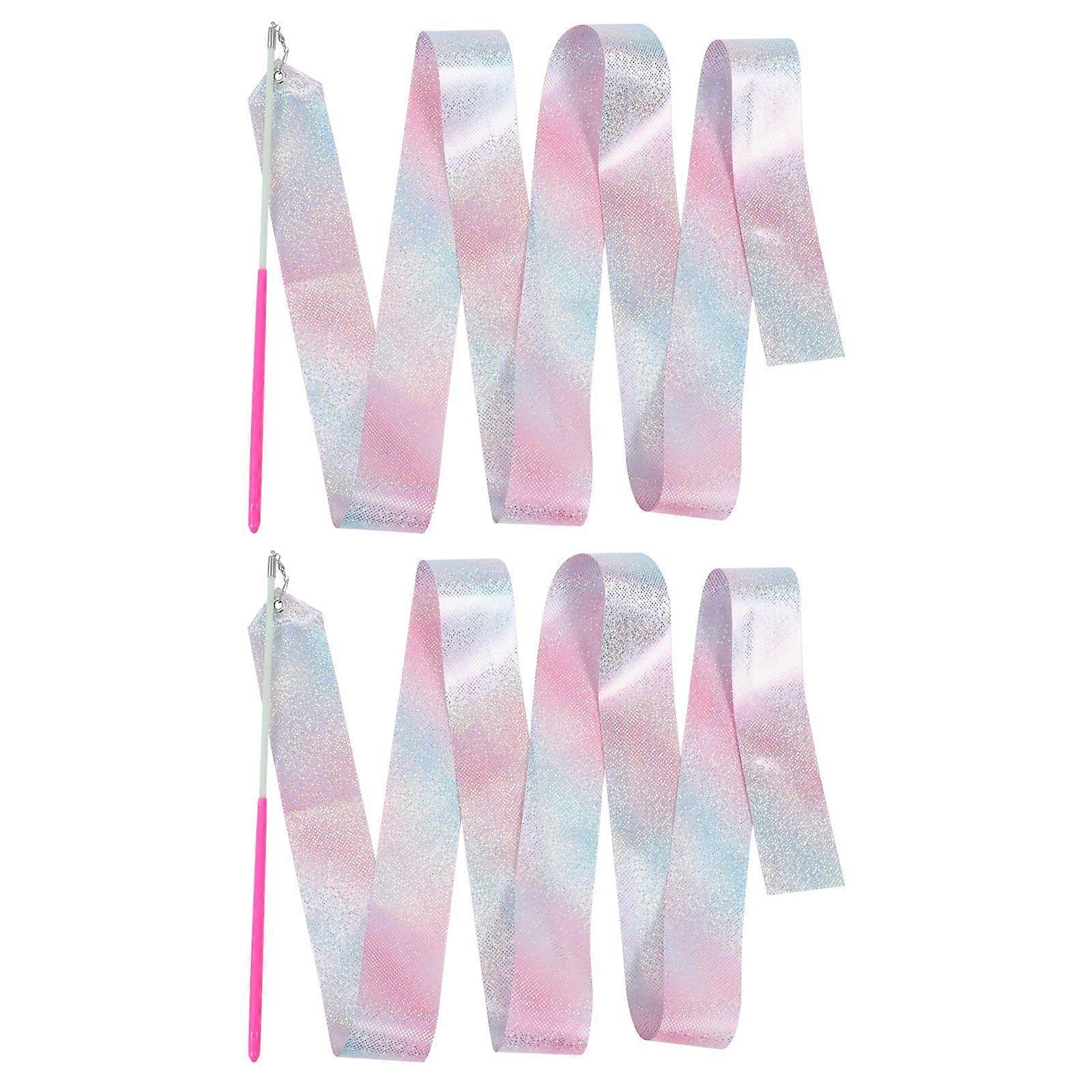 2Pcs Children Shining Gymnastics Streamers for Performance Competition