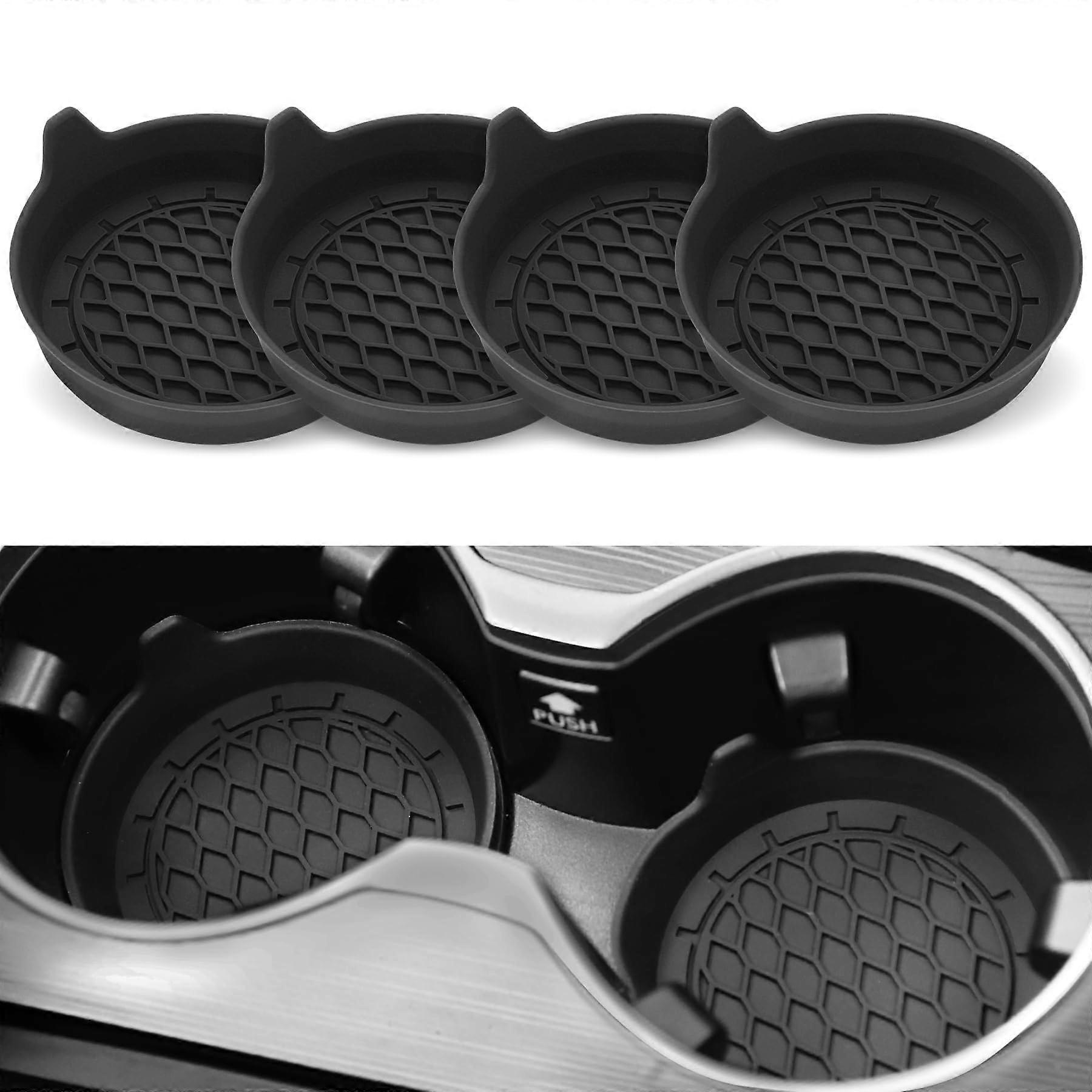 Car Cup Holder Coasters 4 Pack, AntiSlip Universal Silicone Inserts for Noise Reduction and Style